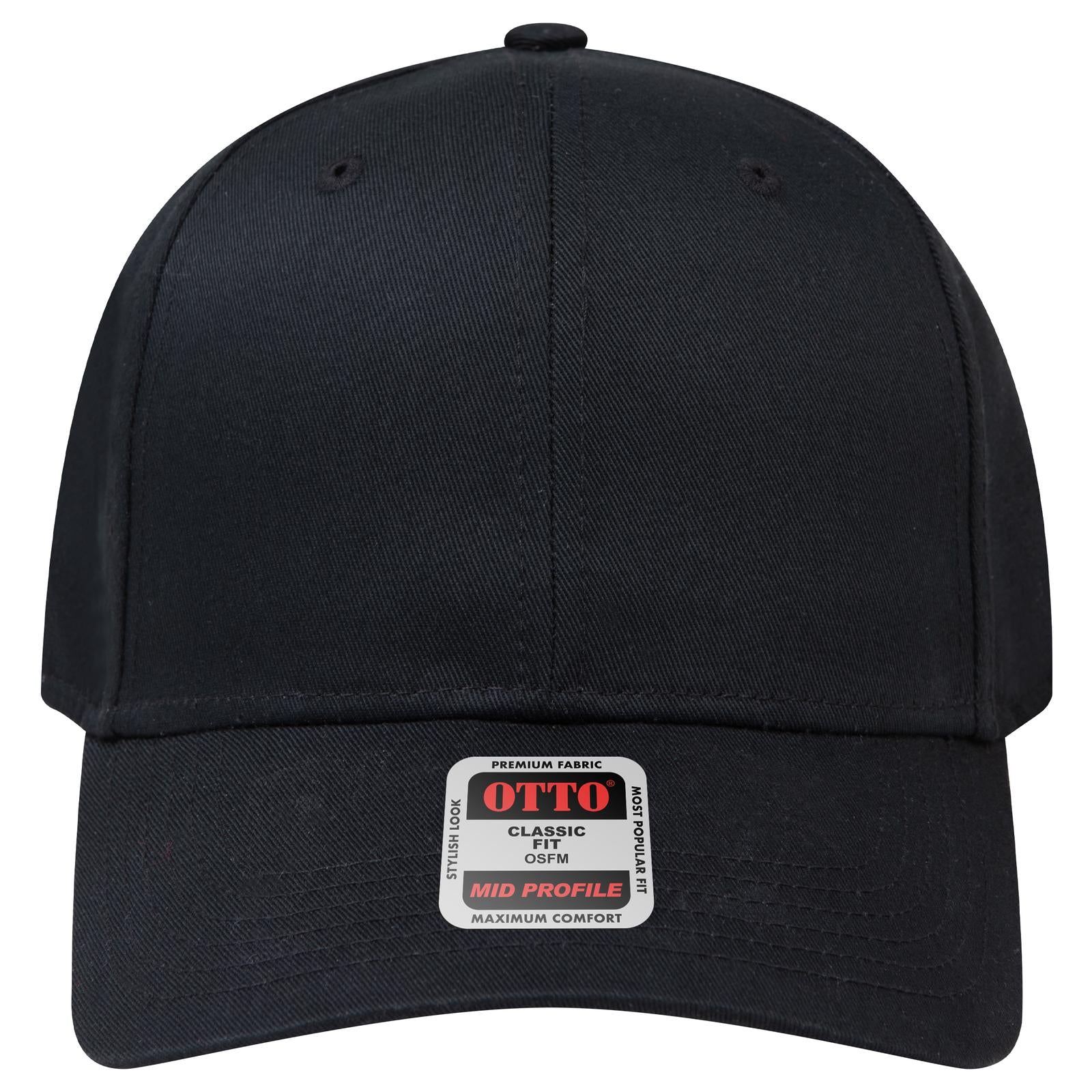 Right View of 003 - Black OTTO CAP 6 Panel Mid Profile Baseball Cap