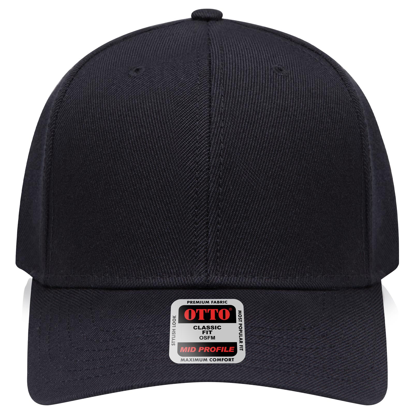 Right View of 003 - Black OTTO CAP 6 Panel Mid Profile Baseball Cap