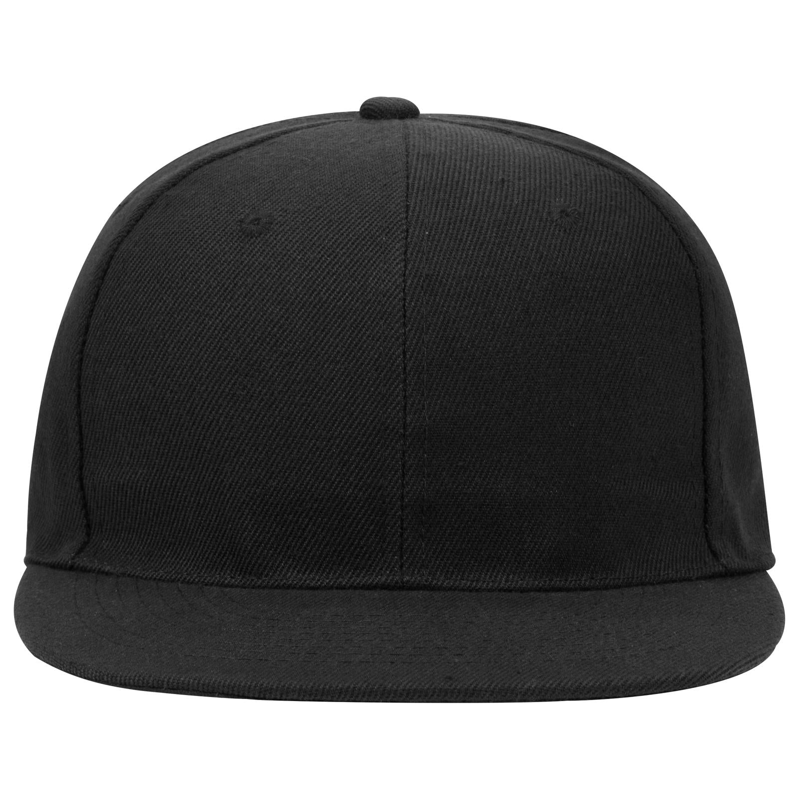 Front View of 003 - Black OTTO CAP 6 Panel Mid Profile Snapback Hat