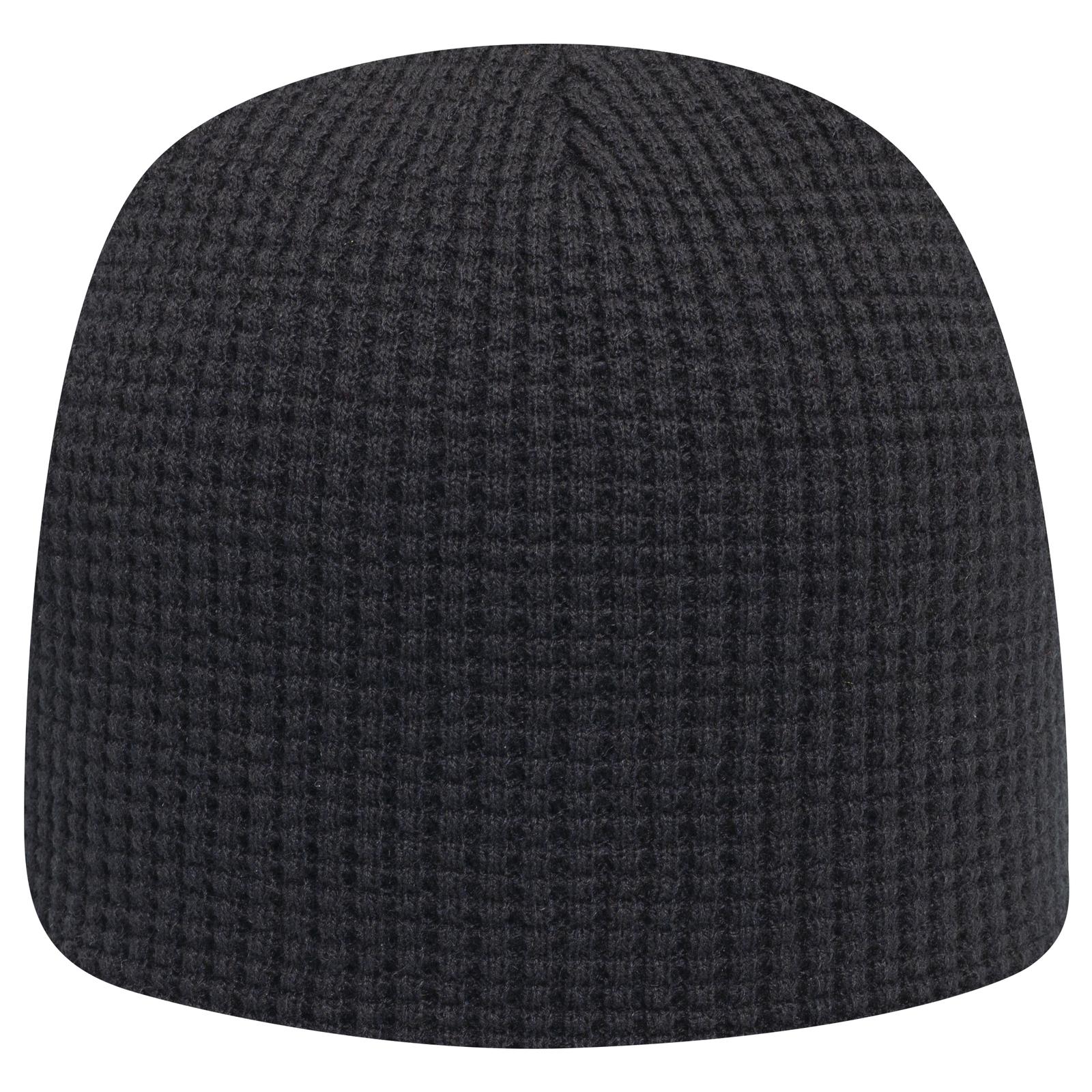 Front View of 003 - Black OTTO CAP 8" Waffle Rib Knit Beanie