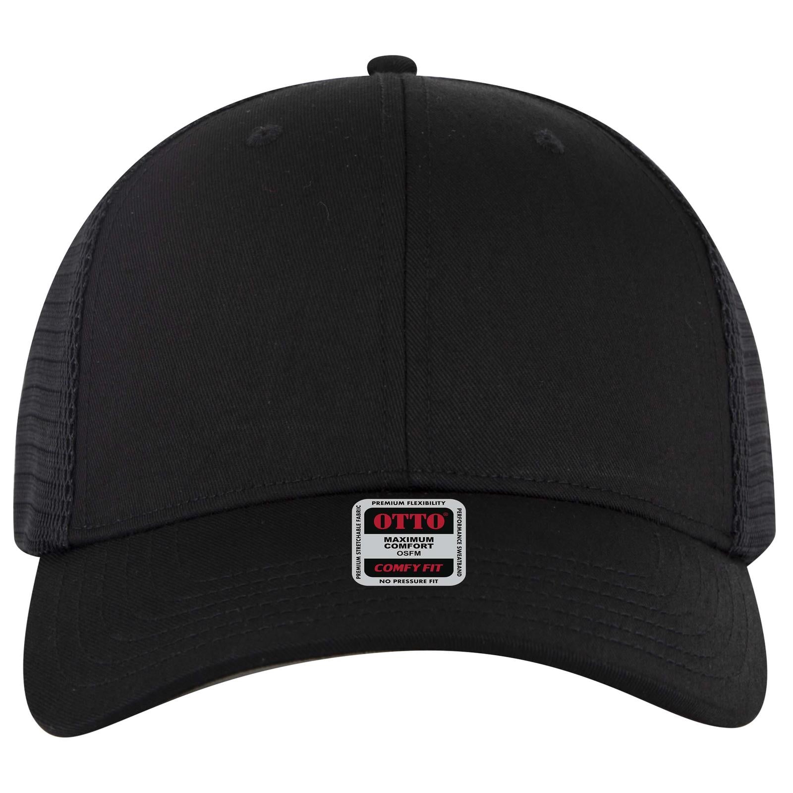 Right View of 003 - Black OTTO CAP "OTTO COMFY FIT" 6 Panel Low Profile Mesh Back Trucker Hat