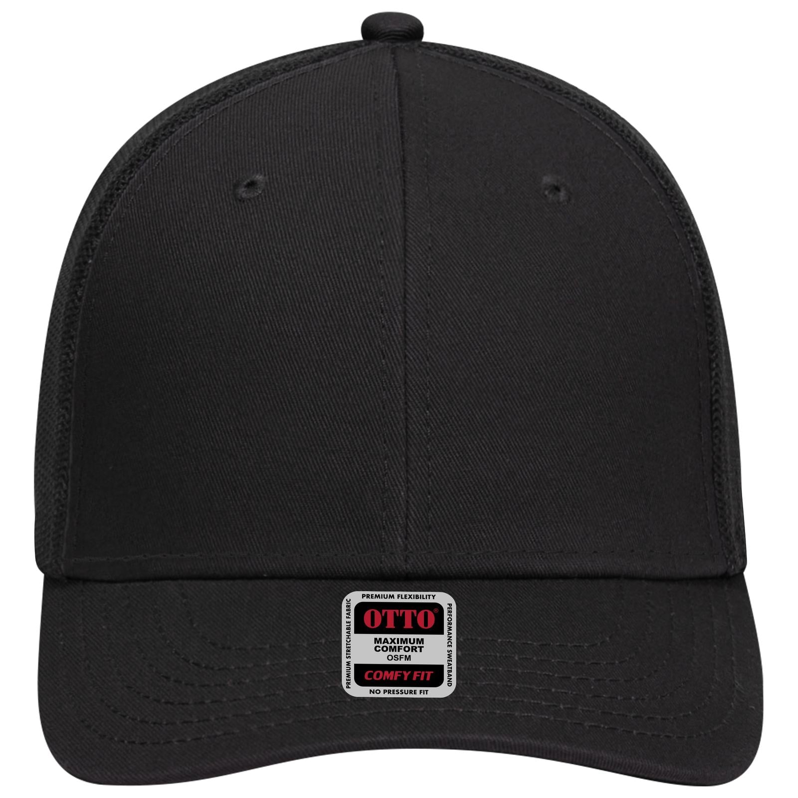 Right View of 003 - Black OTTO CAP "OTTO COMFY FIT" 6 Panel Low Profile Mesh Back Trucker Hat