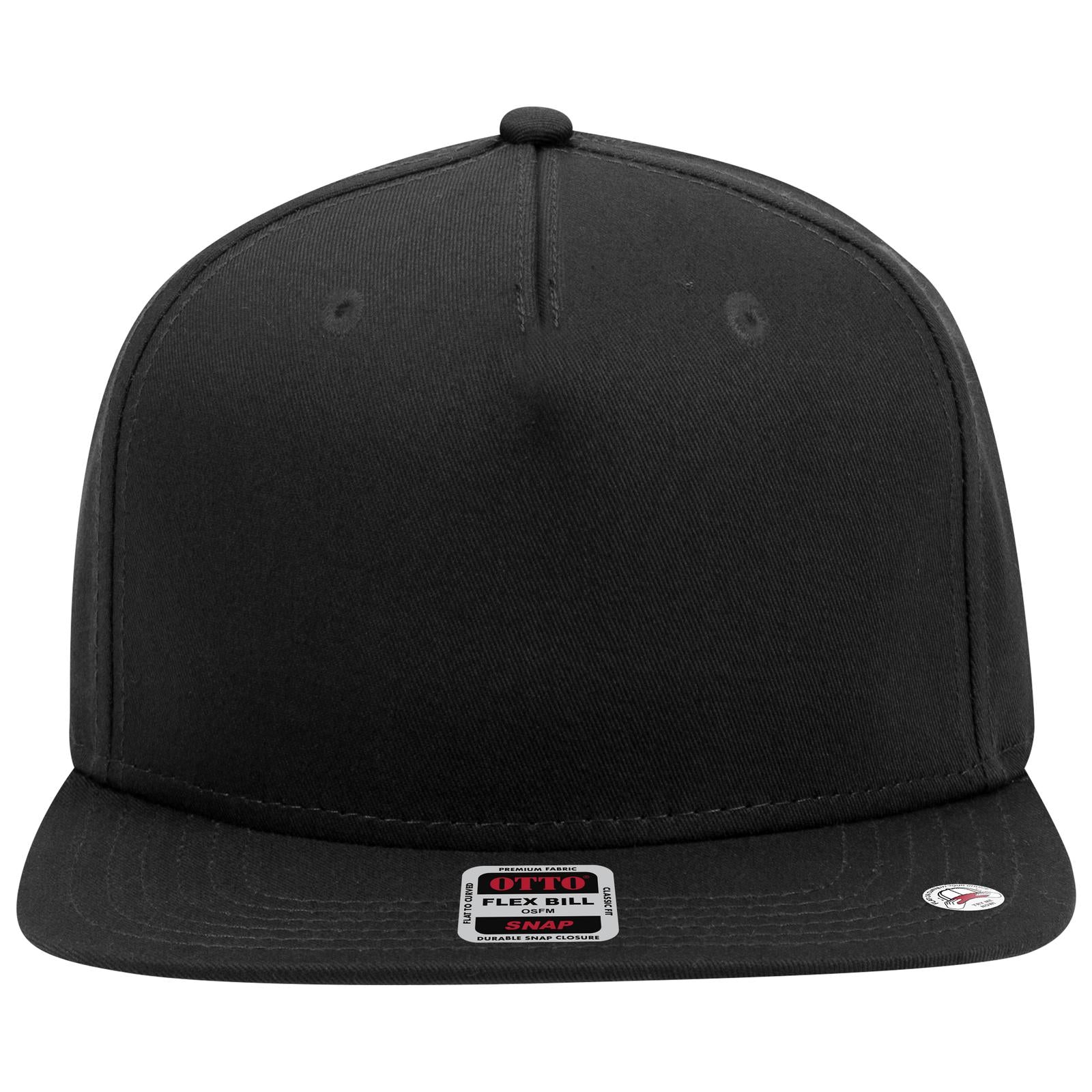 Right View of 003 - Black OTTO CAP "OTTO SNAP" 5 Panel Pro Style Snapback Hat