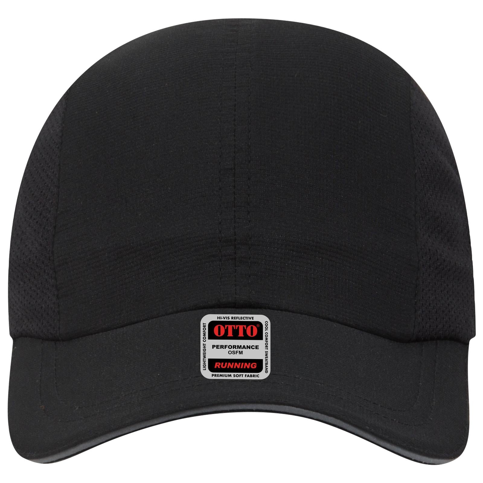 Right View of 003 - Black OTTO CAP Reflective 6 Panel Running Cap