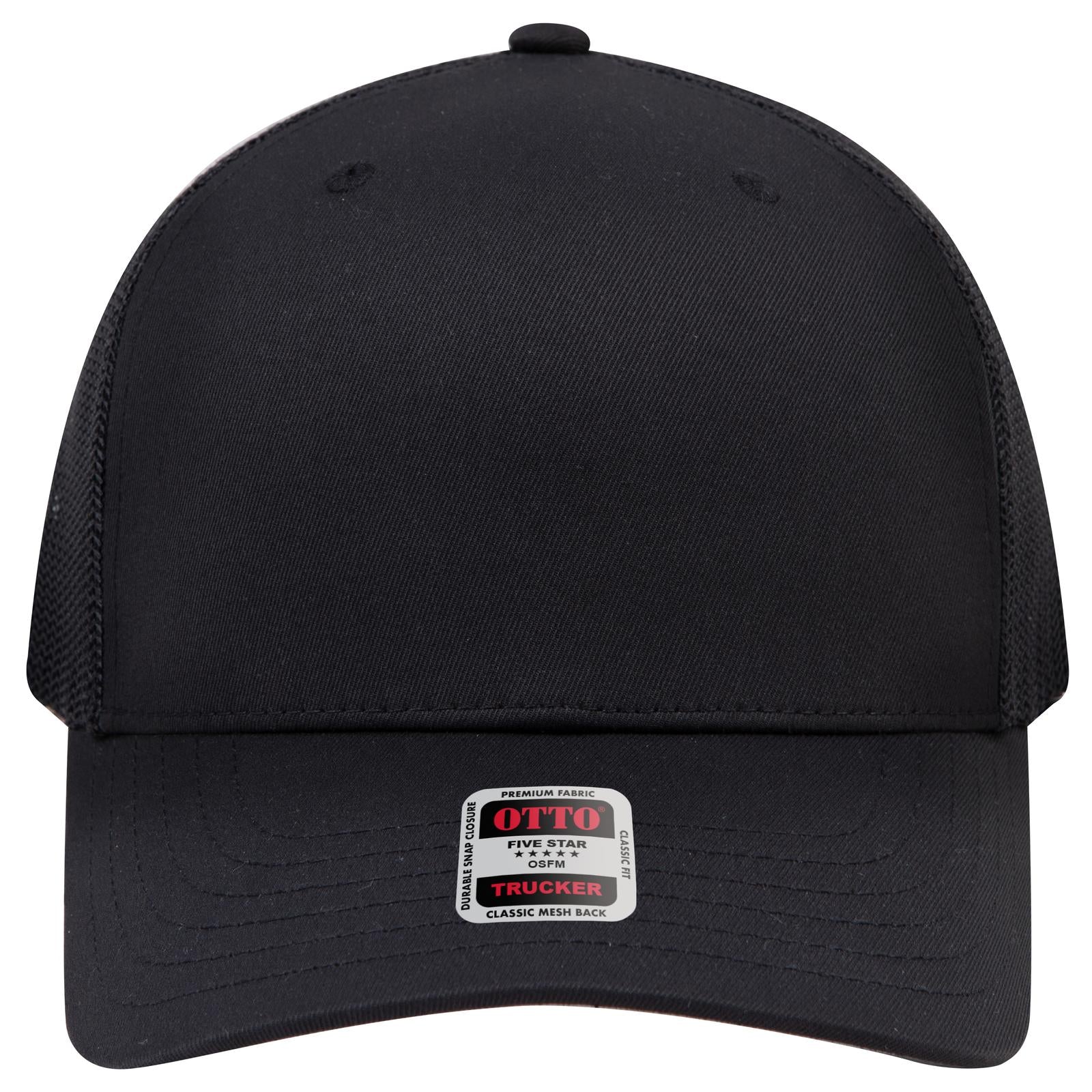 Right View of 003 - Black OTTO CAP Seamless 6 Panel Mid Profile Mesh Back Trucker Hat