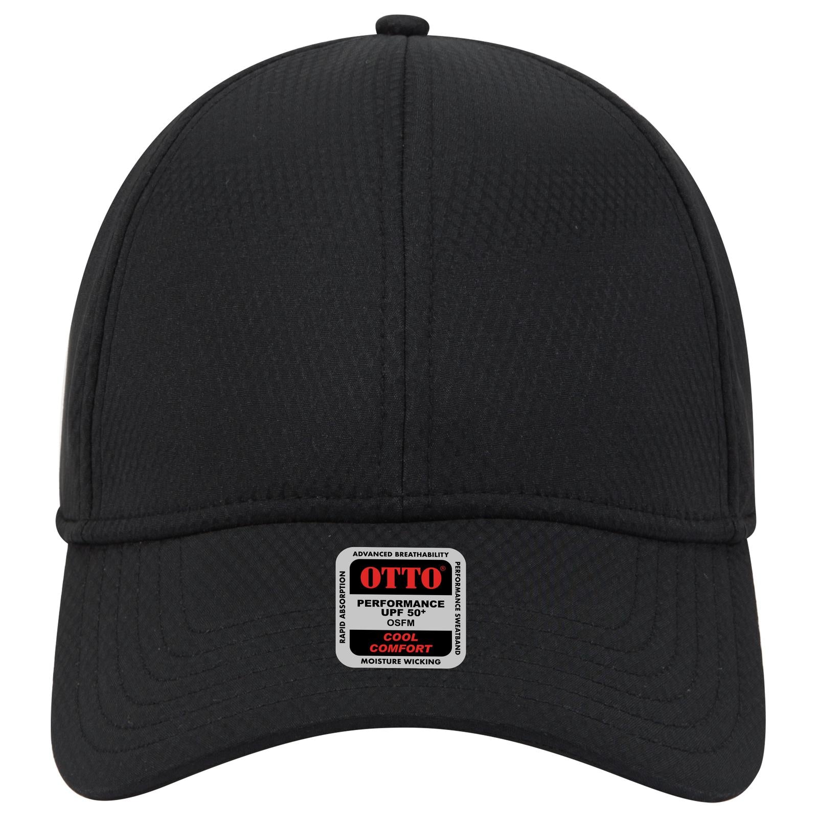 Front View of 003 - Black OTTO CAP UPF 50+ 6 Panel Low Profile Baseball Cap
