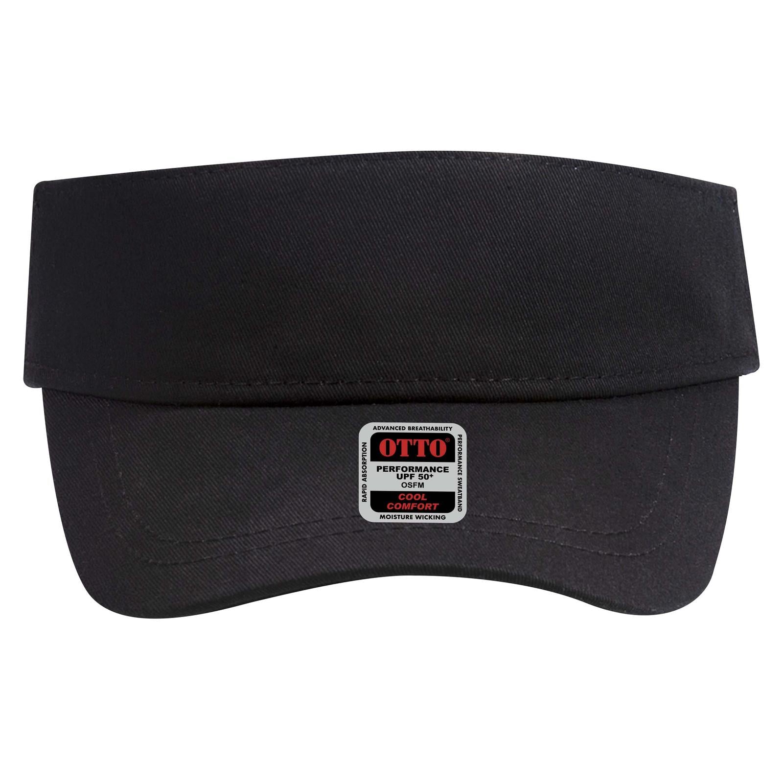 Front View of 003 - Black OTTO CAP UPF 50+ Sun Visor
