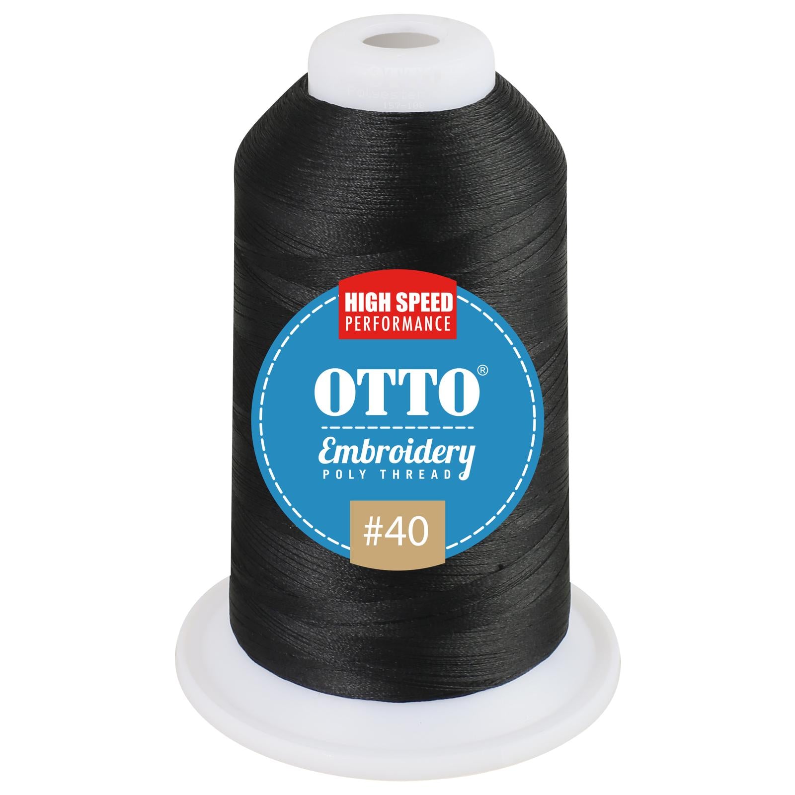 Front View of 003 - Black OTTO Embroidery Poly Thread #40 1,100 yd. Cone