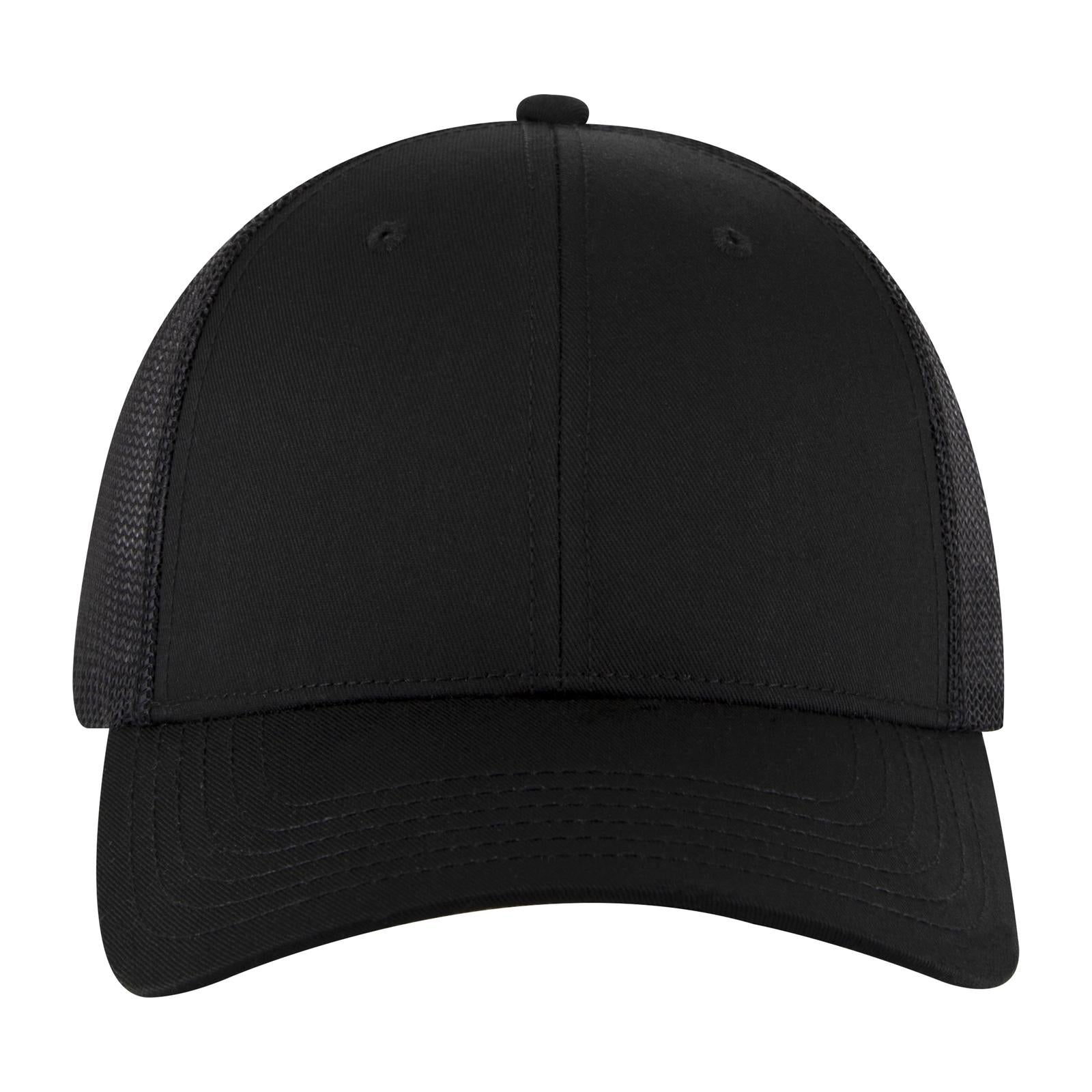 Right View of 003A - Black OTTO CAP 6 Panel Low Profile Mesh Back Trucker Hat