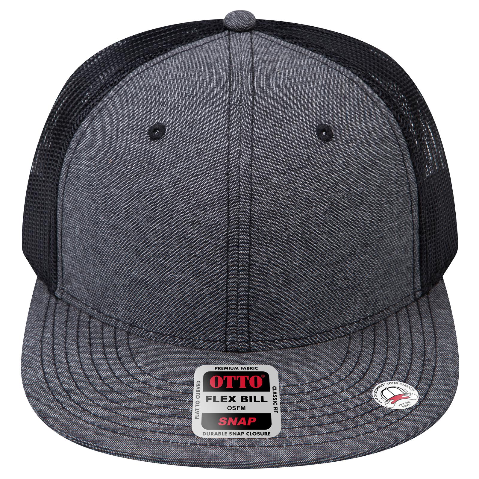 Right View of 003A - Black OTTO CAP "OTTO SNAP" 6 Panel Pro Style Mesh Back Trucker Snapback Hat