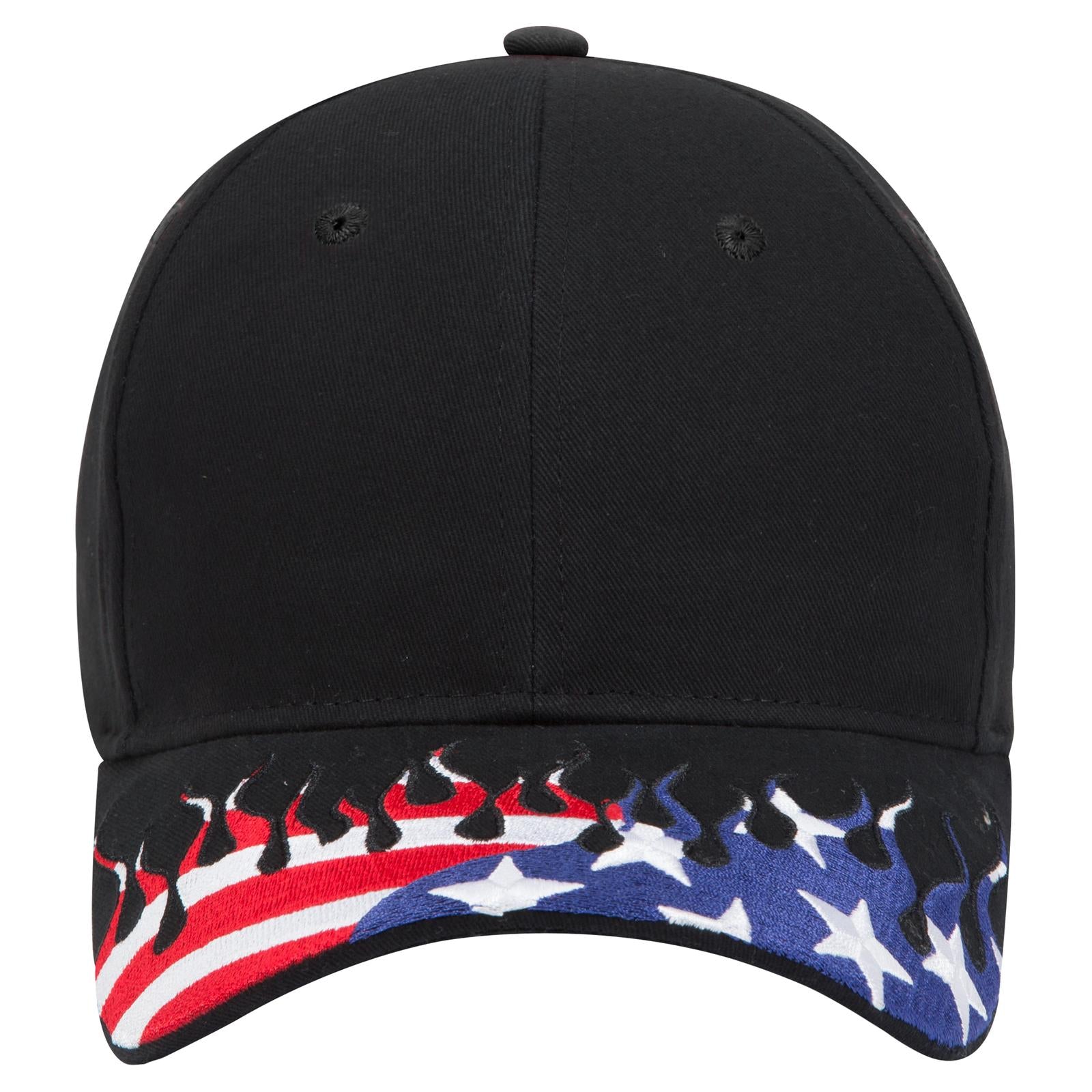 Front View of 003B - Black OTTO CAP 6 Panel Low Profile Baseball Cap