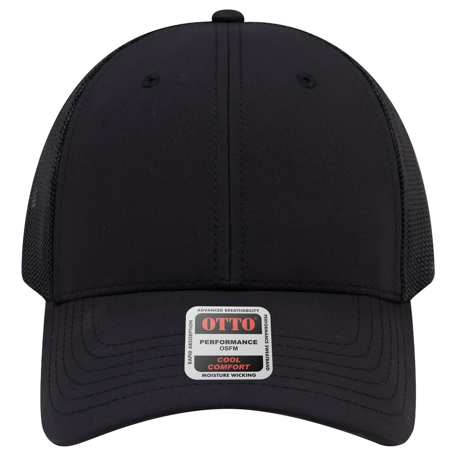 Right View of 003B - Black OTTO CAP 6 Panel Low Profile Mesh Back Trucker Hat