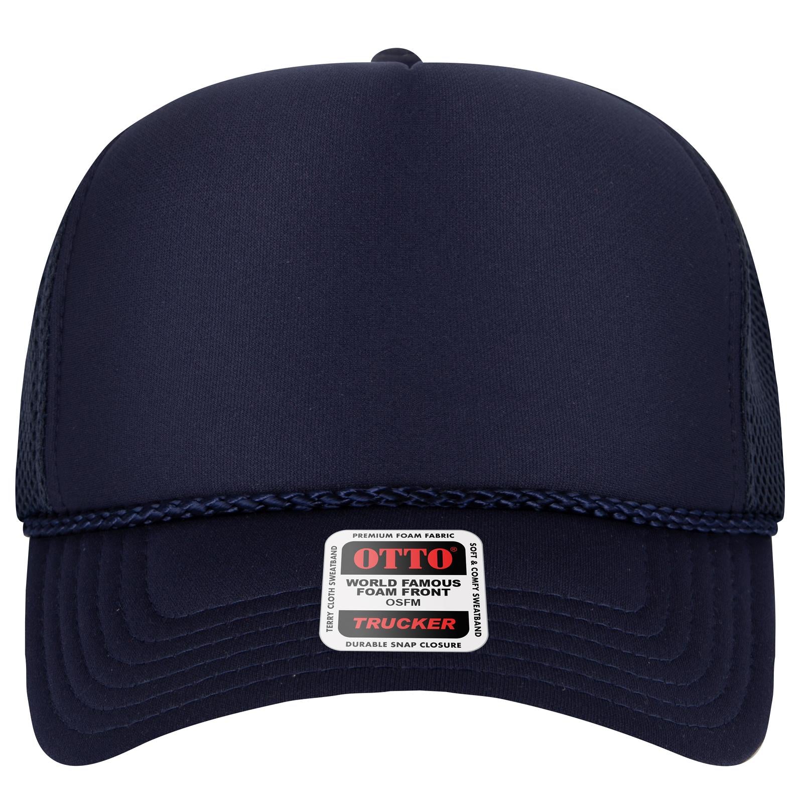 Right View of 004 - Navy OTTO CAP 5 Panel High Crown Air Mesh Back Trucker Hat