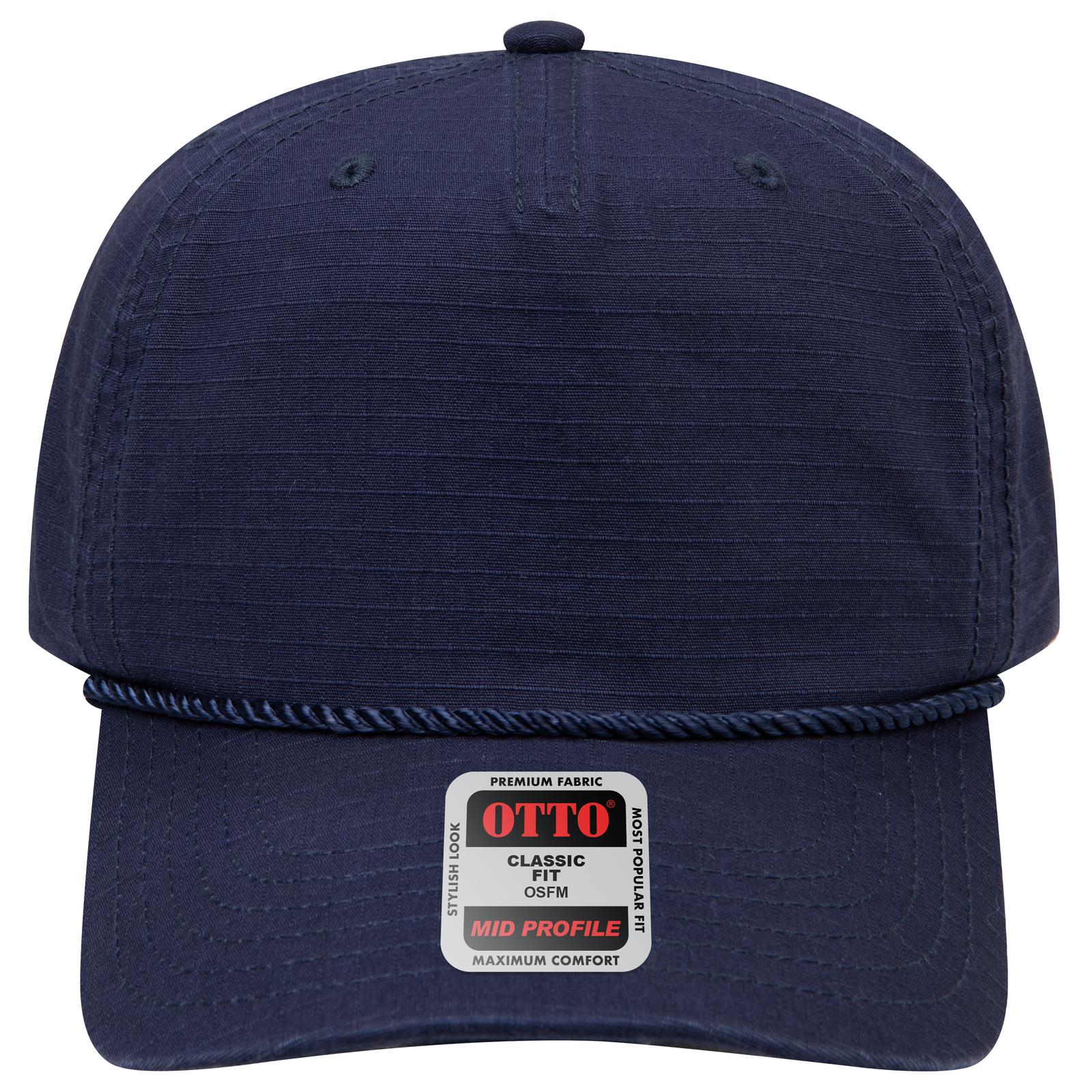 Front View of 004 - Navy OTTO CAP 5 Panel Mid Profile Baseball Hat
