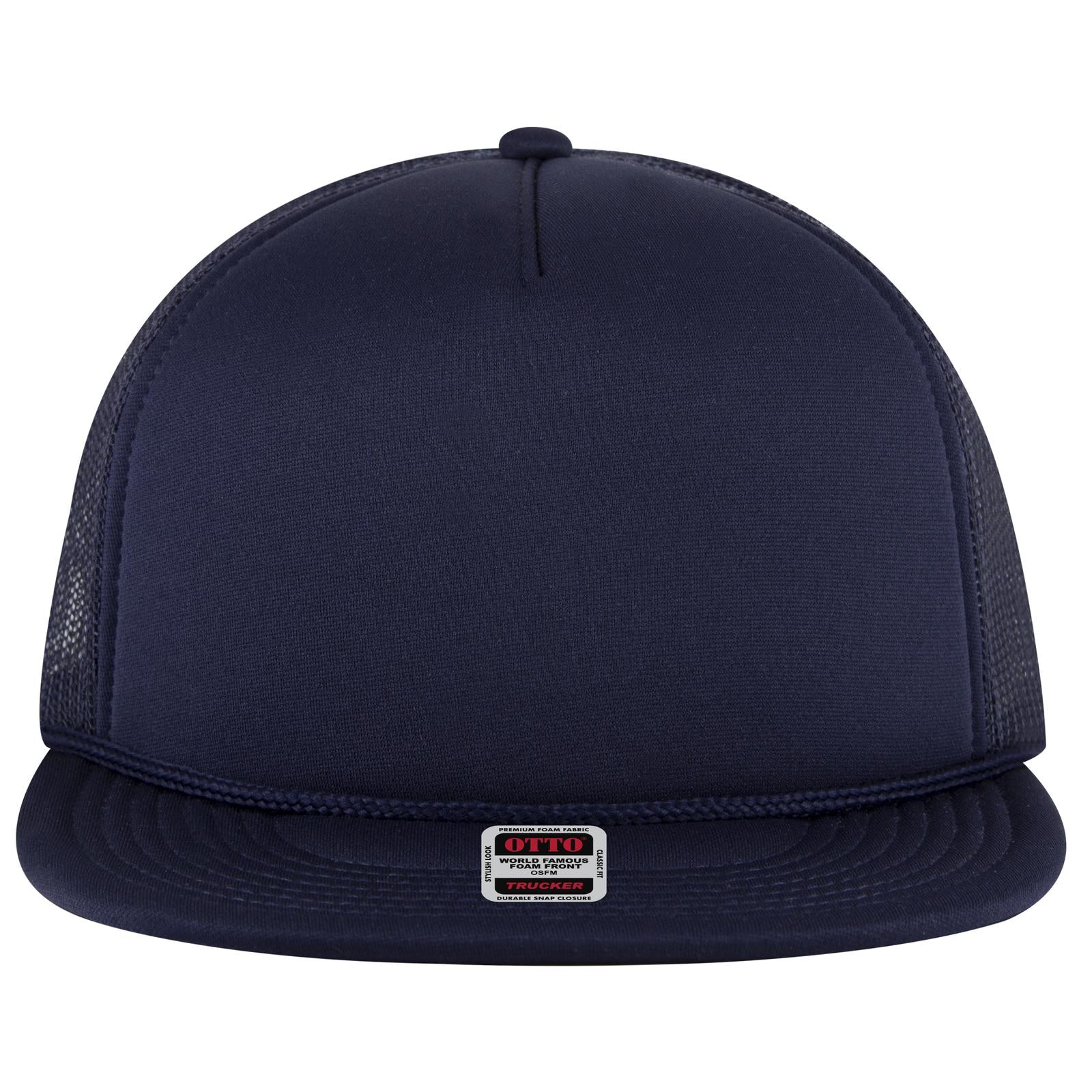 Right View of 004 - Navy OTTO CAP 5 Panel Pro Style Mesh Back Trucker Hat