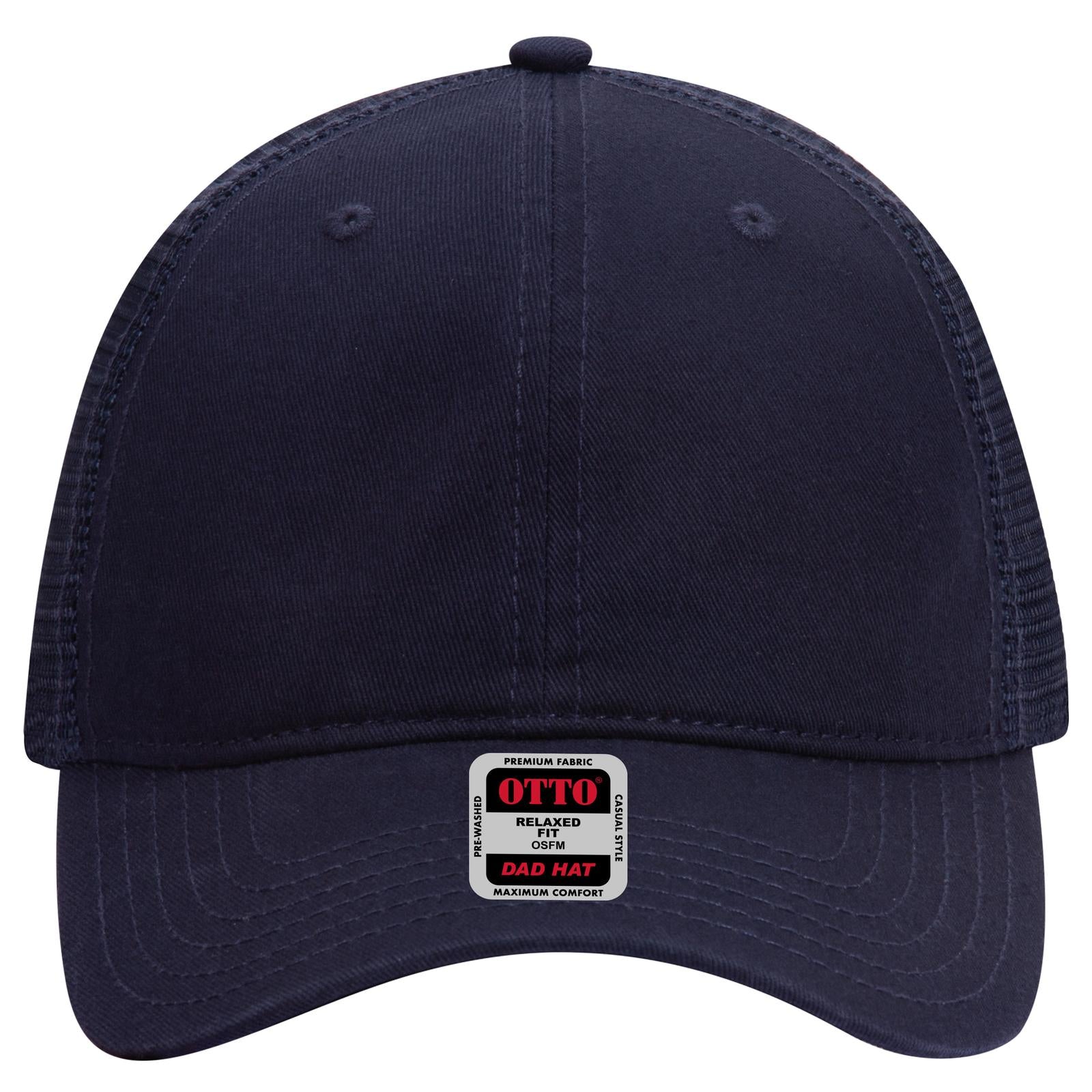 Right View of 004 - Navy OTTO CAP 6 Panel Low Profile Mesh Back Trucker Dad Hat