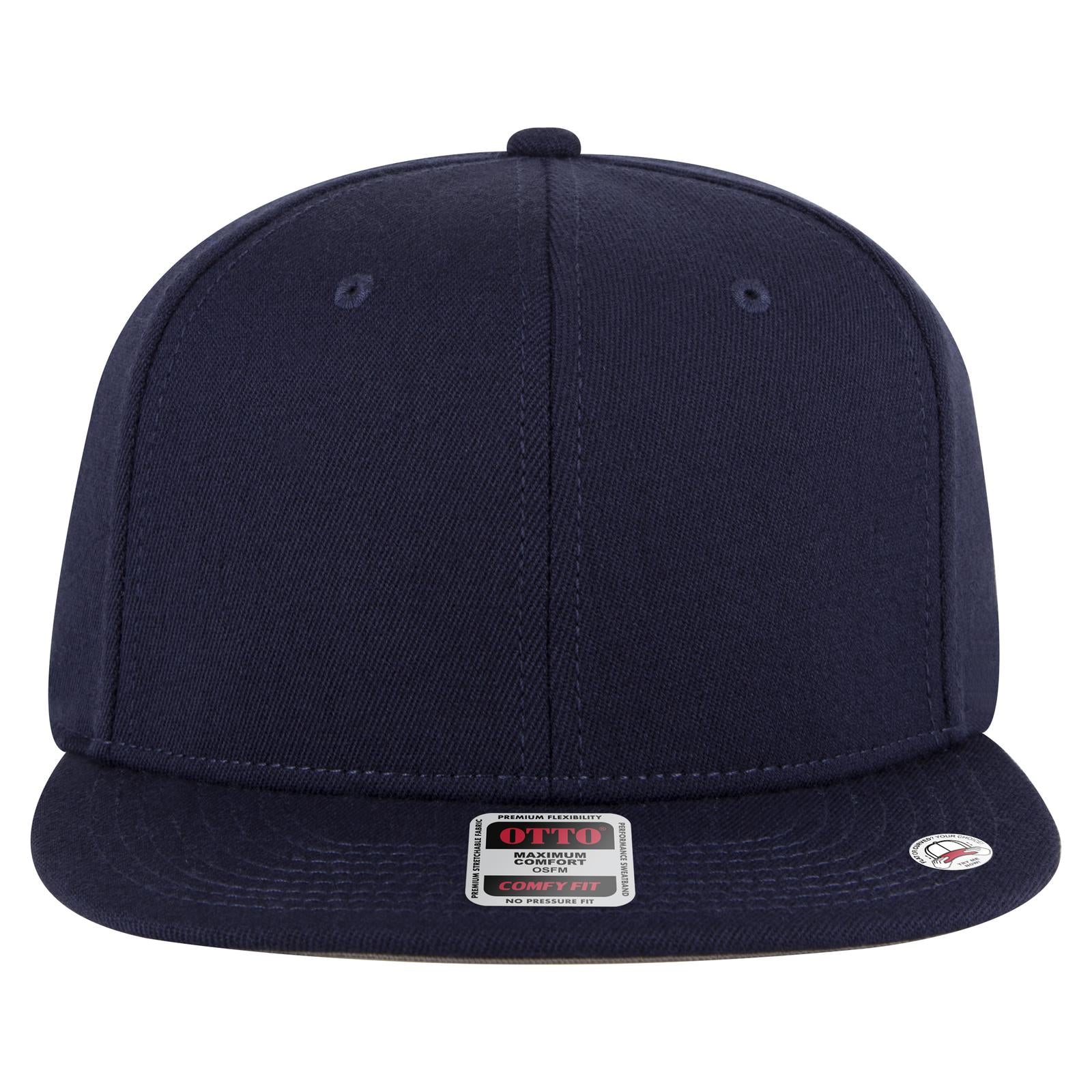 Front View of 004 - Navy OTTO CAP "OTTO COMFY FIT" 6 Panel Pro Style Snapback Hat