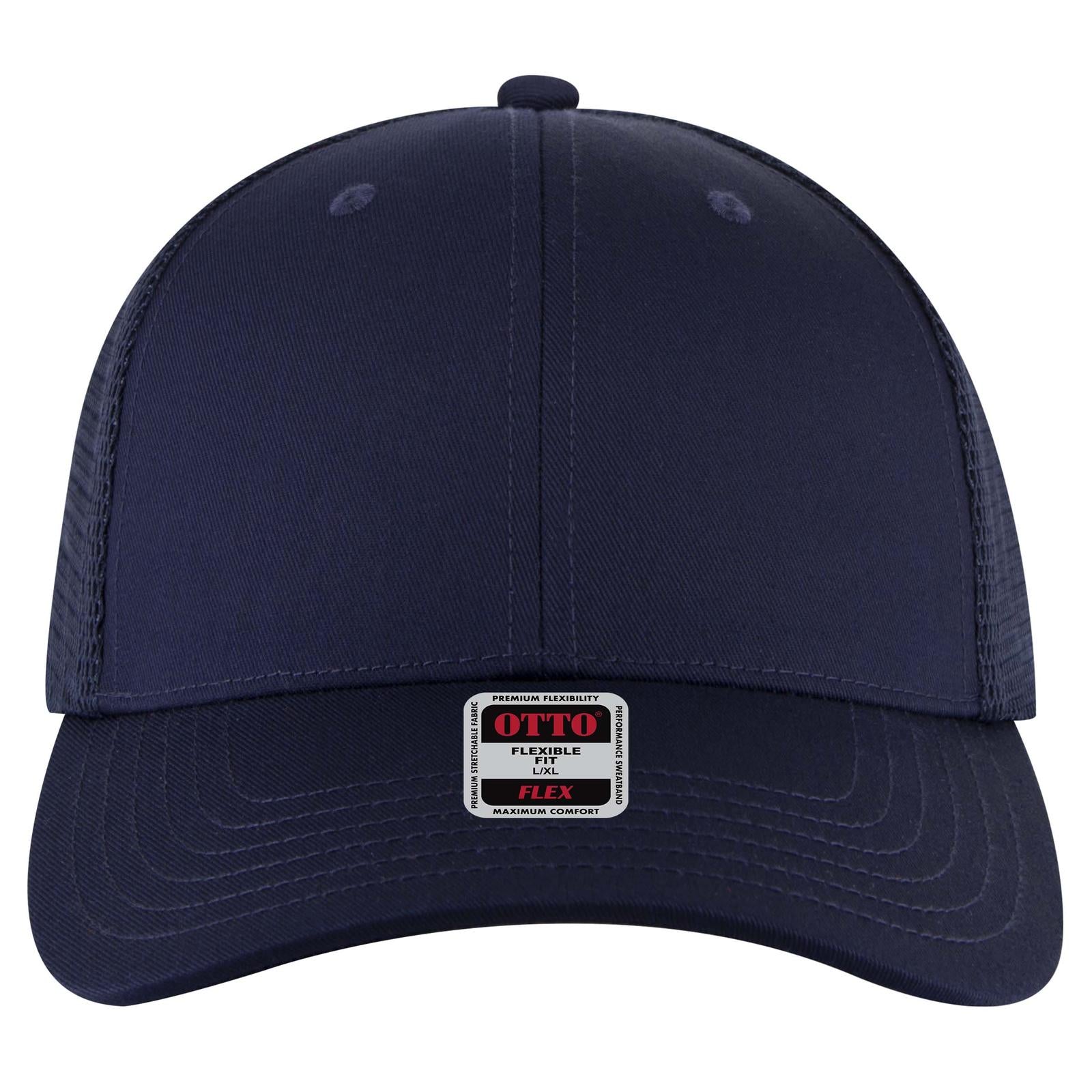 Right View of 004 - Navy OTTO CAP "OTTO FLEX" Fitted 6 Panel Low Profile Mesh Back Trucker Hat