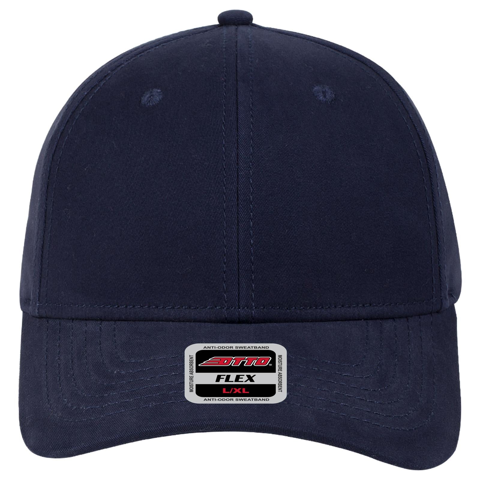 Right View of 004 - Navy OTTO CAP "OTTO FLEX" Fitted 6 Panel Slim Fit Low Profile Baseball Cap