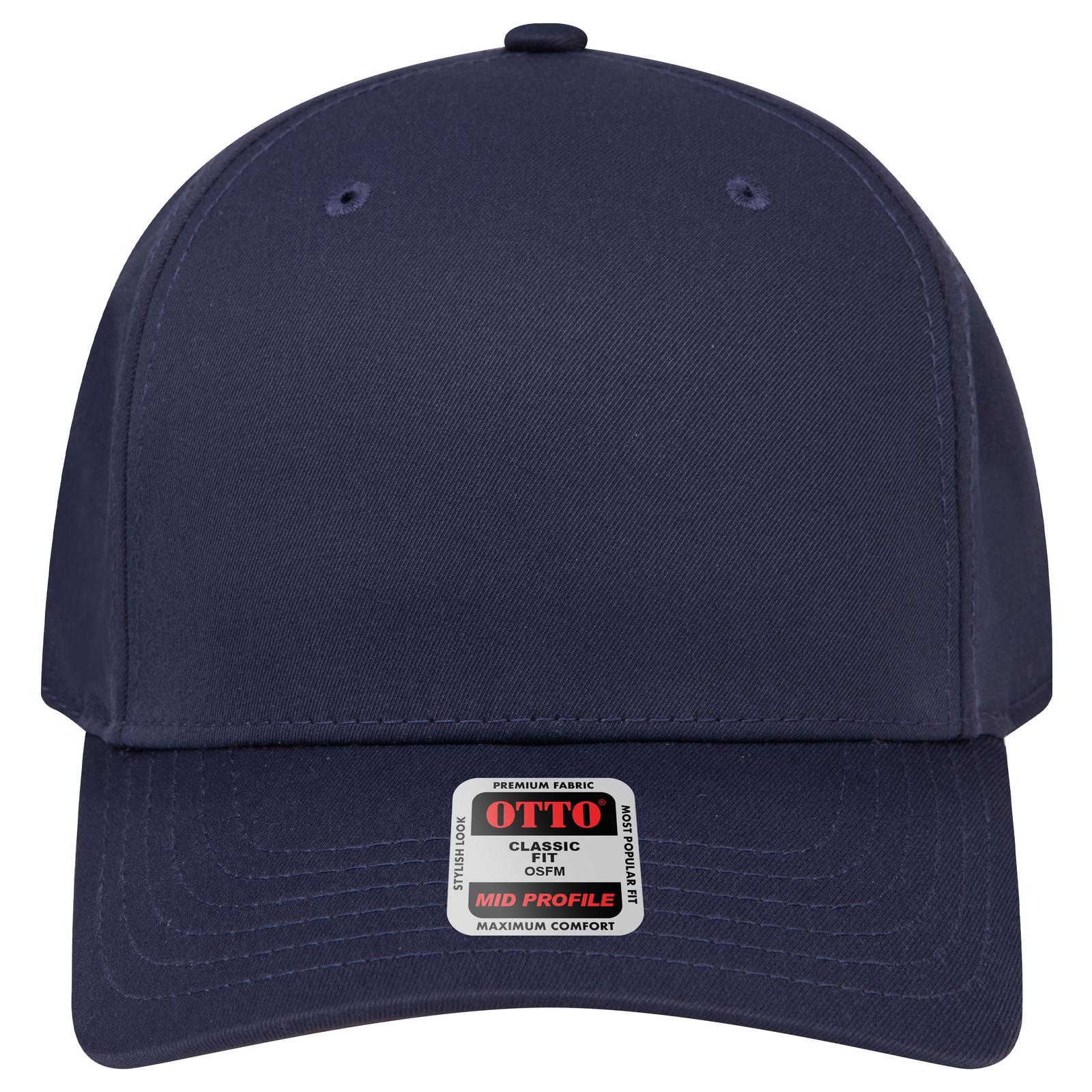Front View of 004 - Navy OTTO CAP Seamless 6 Panel Mid Profile Baseball Cap