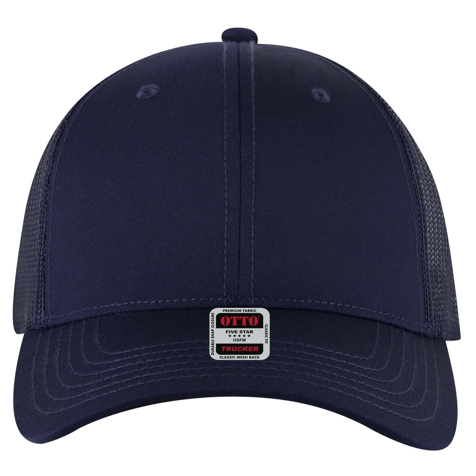 Right View of 004A - Navy OTTO CAP 6 Panel Low Profile Mesh Back Trucker Hat