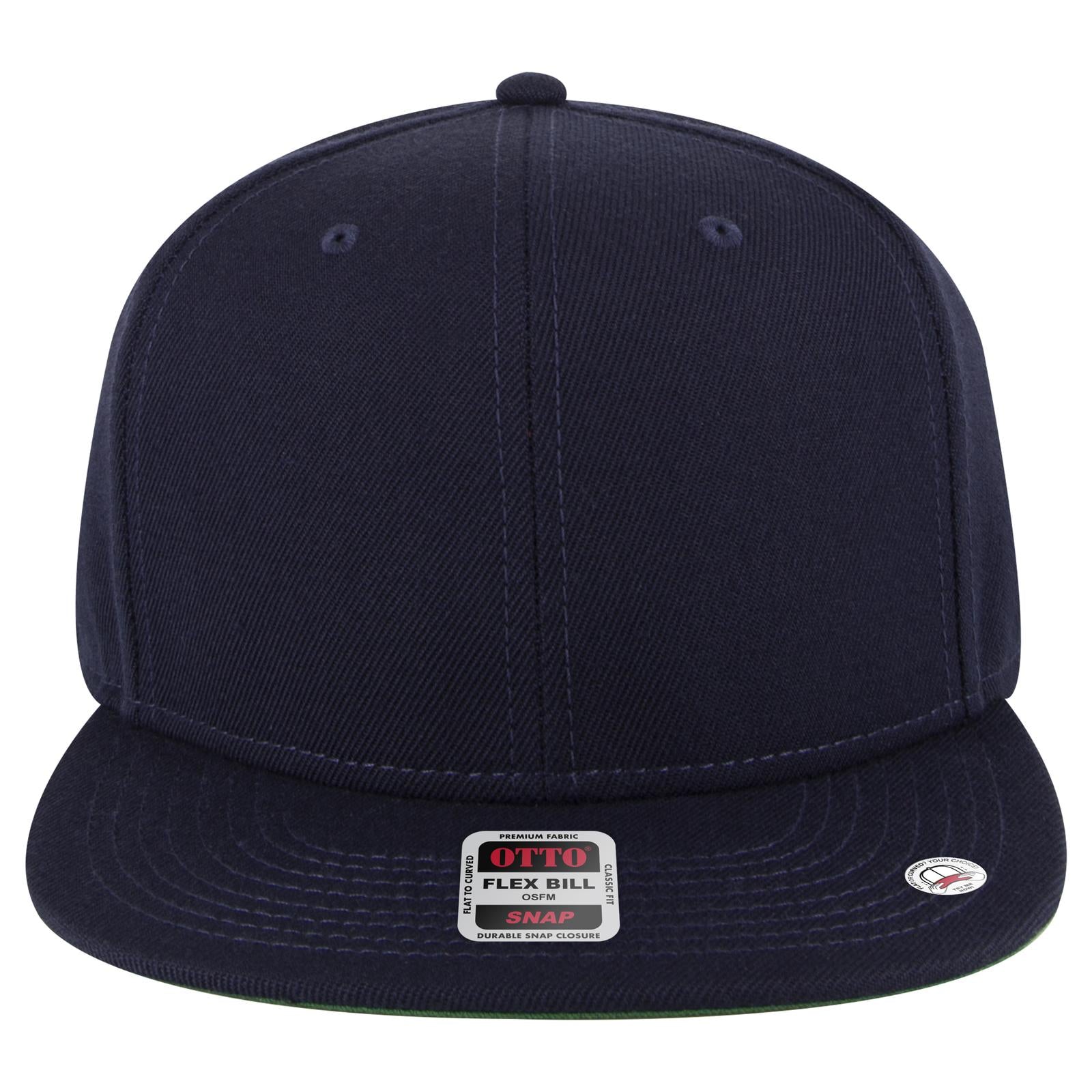 Front View of 004A - Navy OTTO CAP "OTTO SNAP" 6 Panel Pro Style Snapback Hat