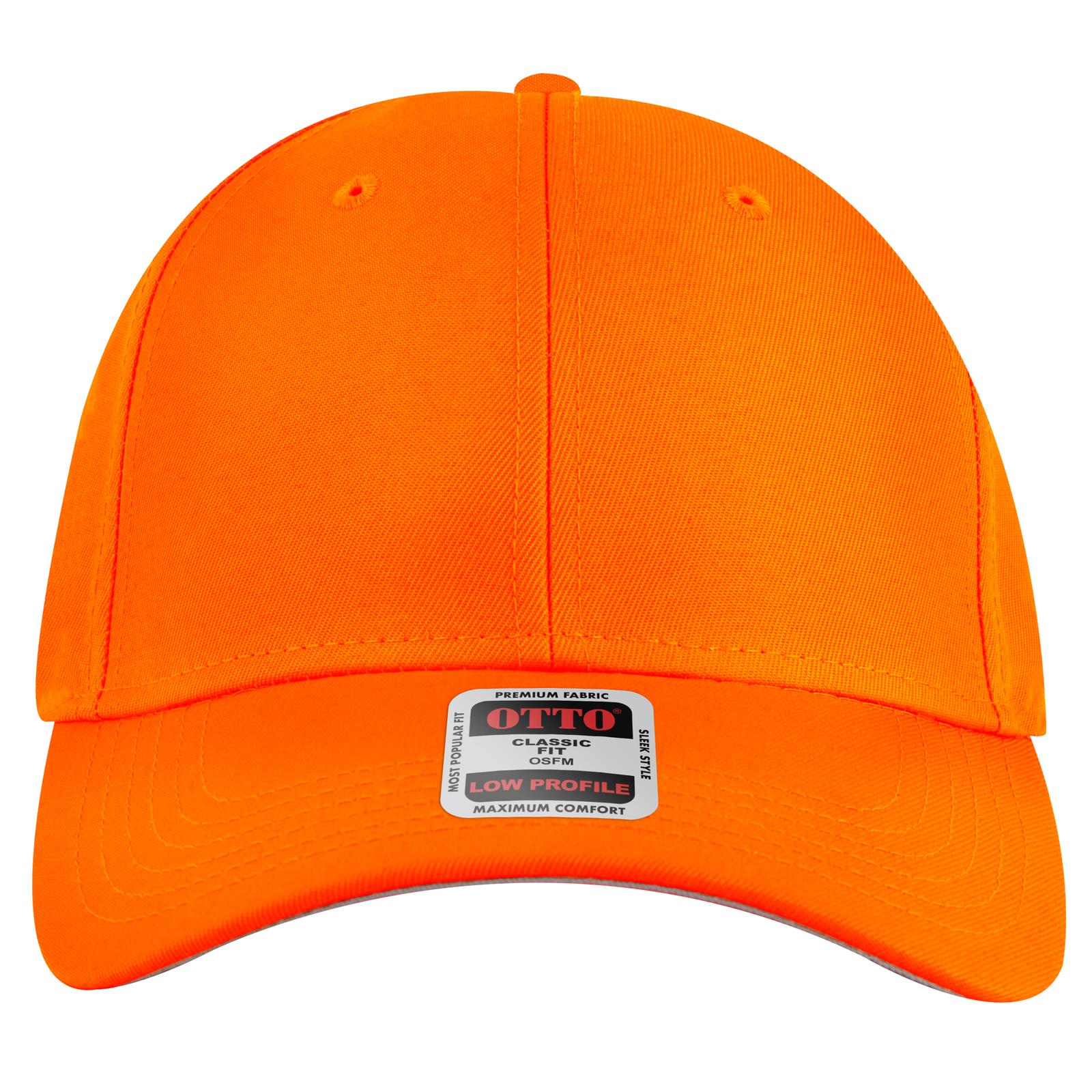 Front View of 009 - N. Orange OTTO CAP 6 Panel Low Profile Baseball Cap