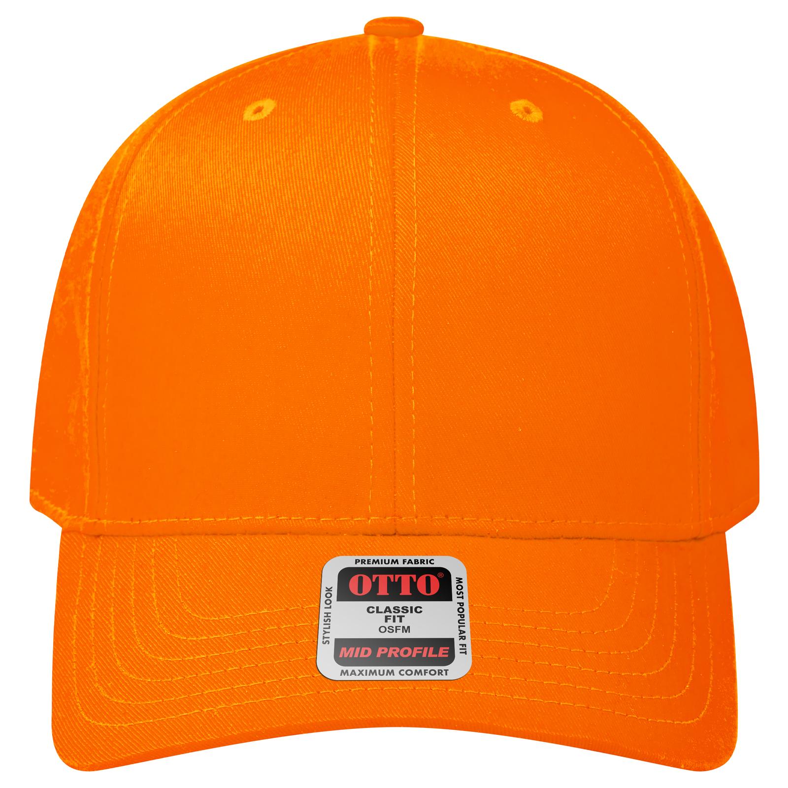 Front View of 009 - N. Orange OTTO CAP 6 Panel Mid Profile Baseball Cap
