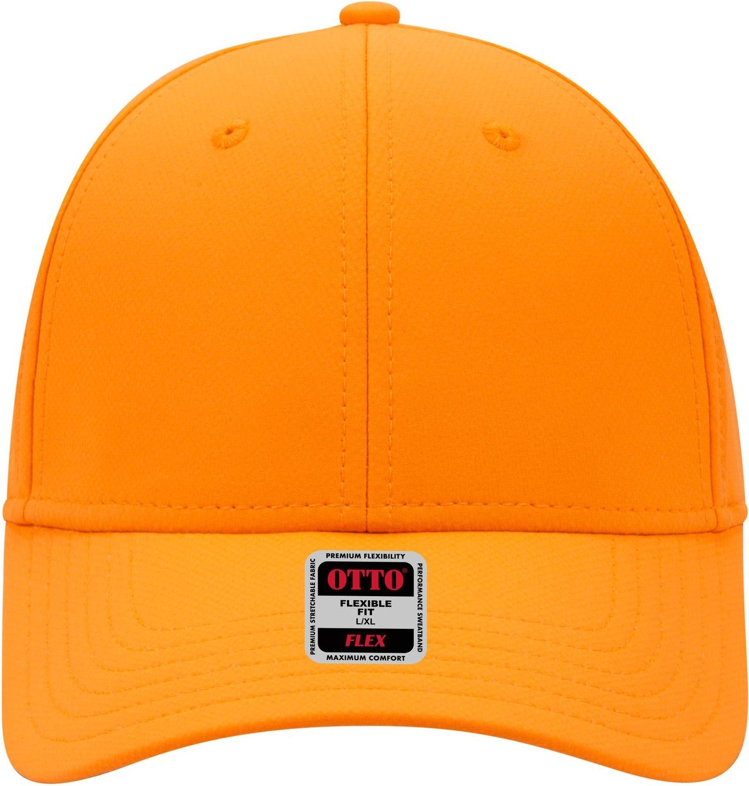 Front View of 009 - N. Orange OTTO CAP "OTTO FLEX" Fitted UPF 50+ 6 Panel Low Profile Baseball Cap