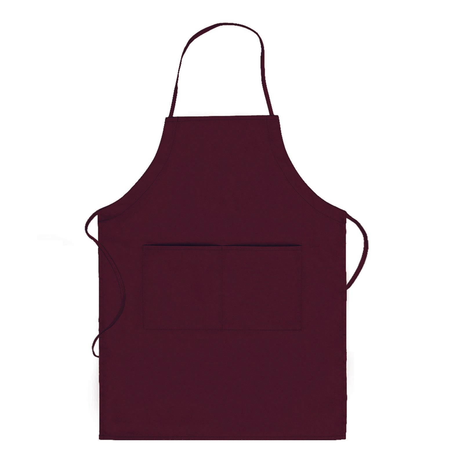 Front View of 010 - Maroon OTTO 2 Pocket Full Length Adjustable Bib Apron