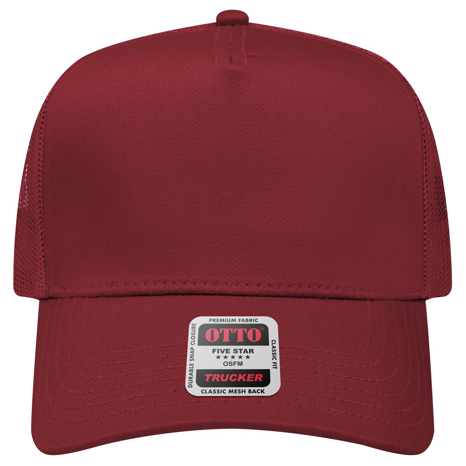 Right View of 010 - Maroon OTTO CAP 5 Panel Mid Profile Mesh Back Trucker Hat