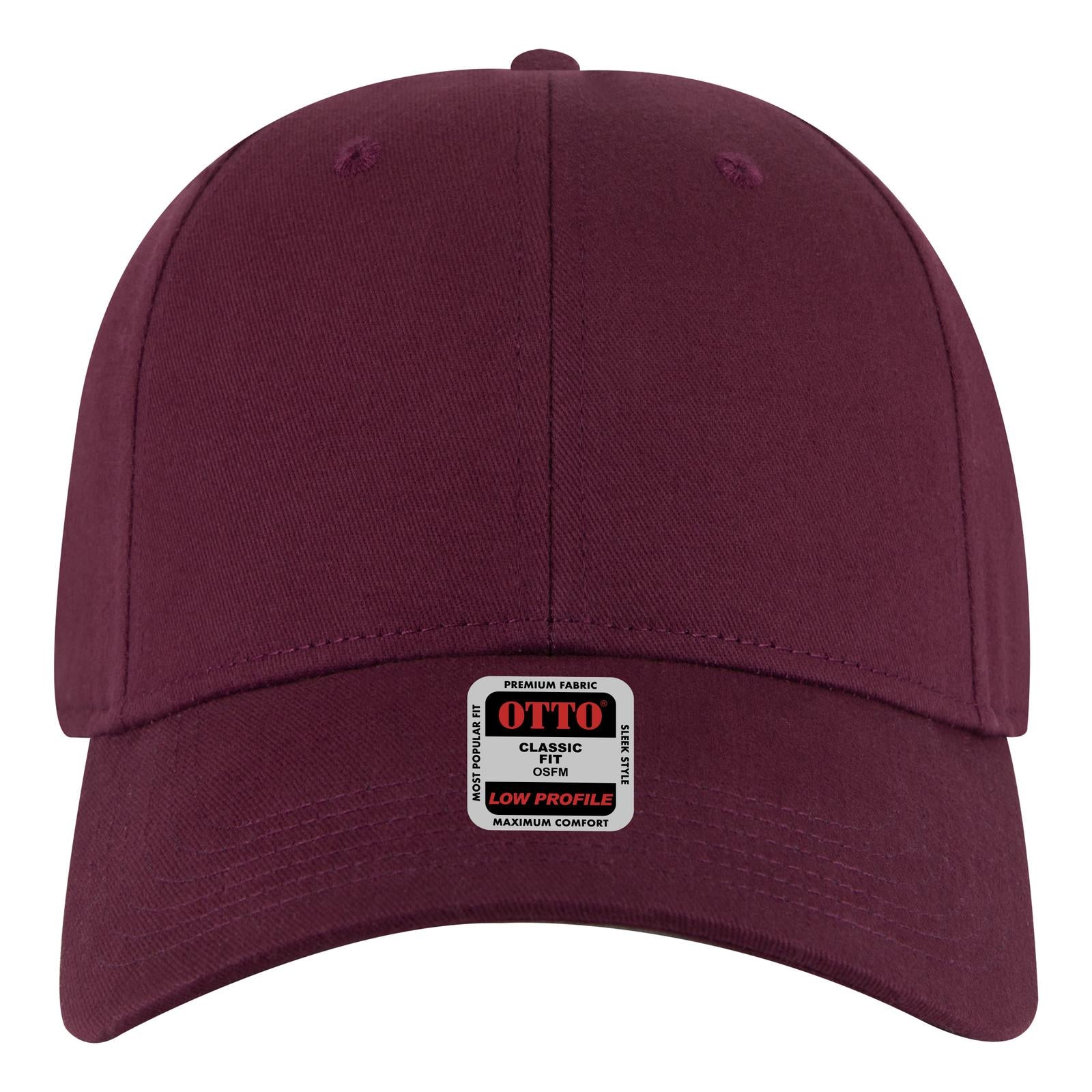 Front View of 010 - Maroon OTTO CAP 6 Panel Low Profile Baseball Cap