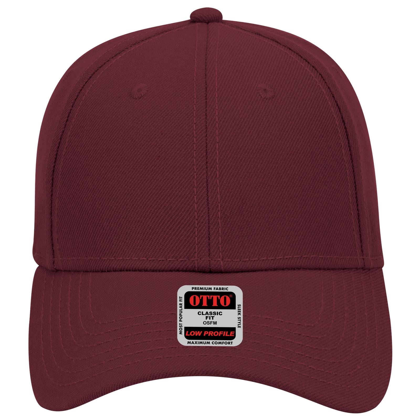 Front View of 010 - Maroon OTTO CAP 6 Panel Low Profile Baseball Cap