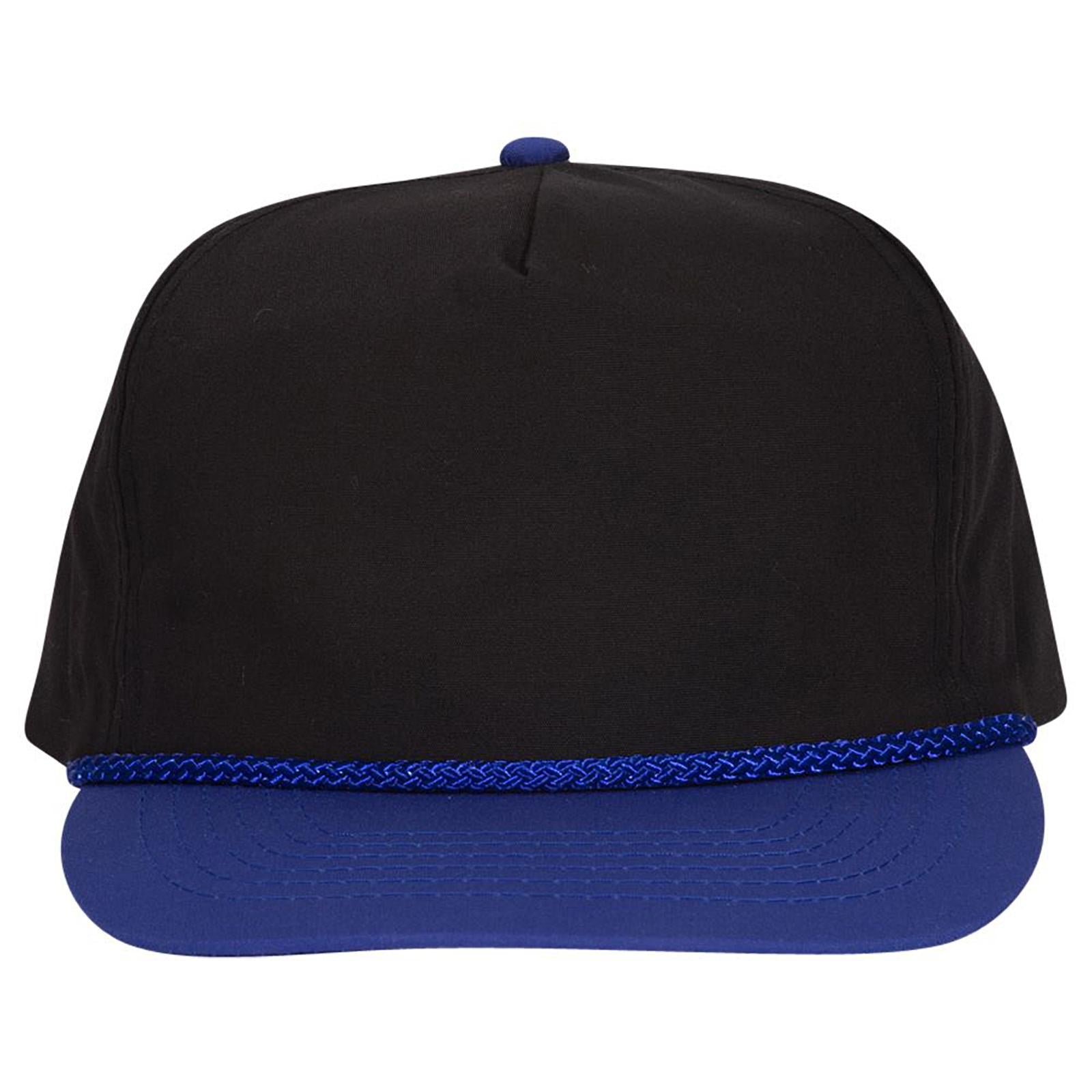 Front View of 0103 - Royal/Black OTTO CAP 5 Panel High Crown Baseball Cap