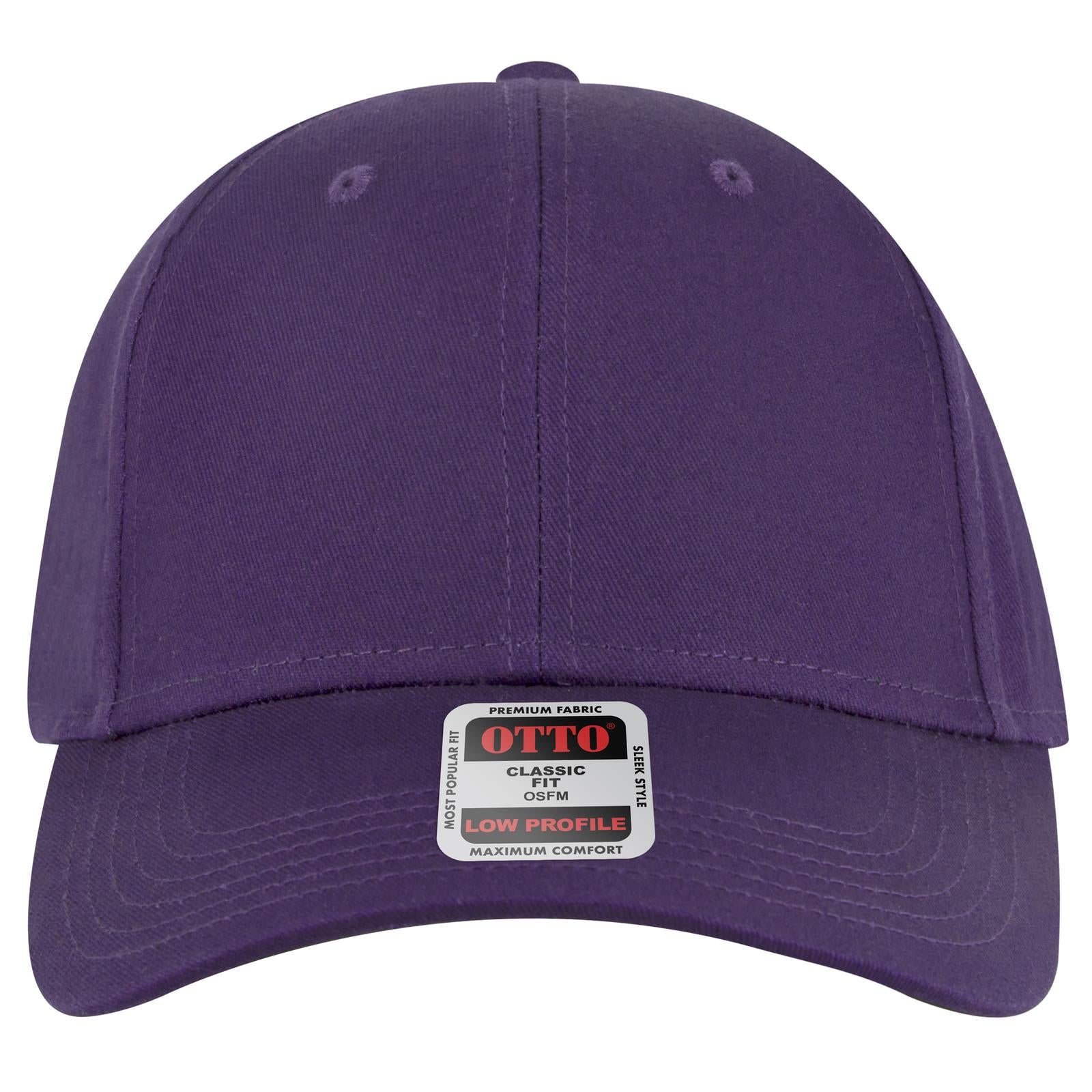 Front View of 011 - Purple OTTO CAP 6 Panel Low Profile Baseball Cap