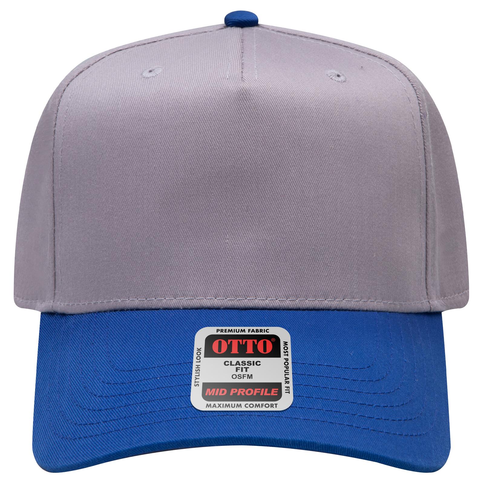Right View of 0114 - Ryl/Gry OTTO CAP 5 Panel Mid Profile Baseball Cap