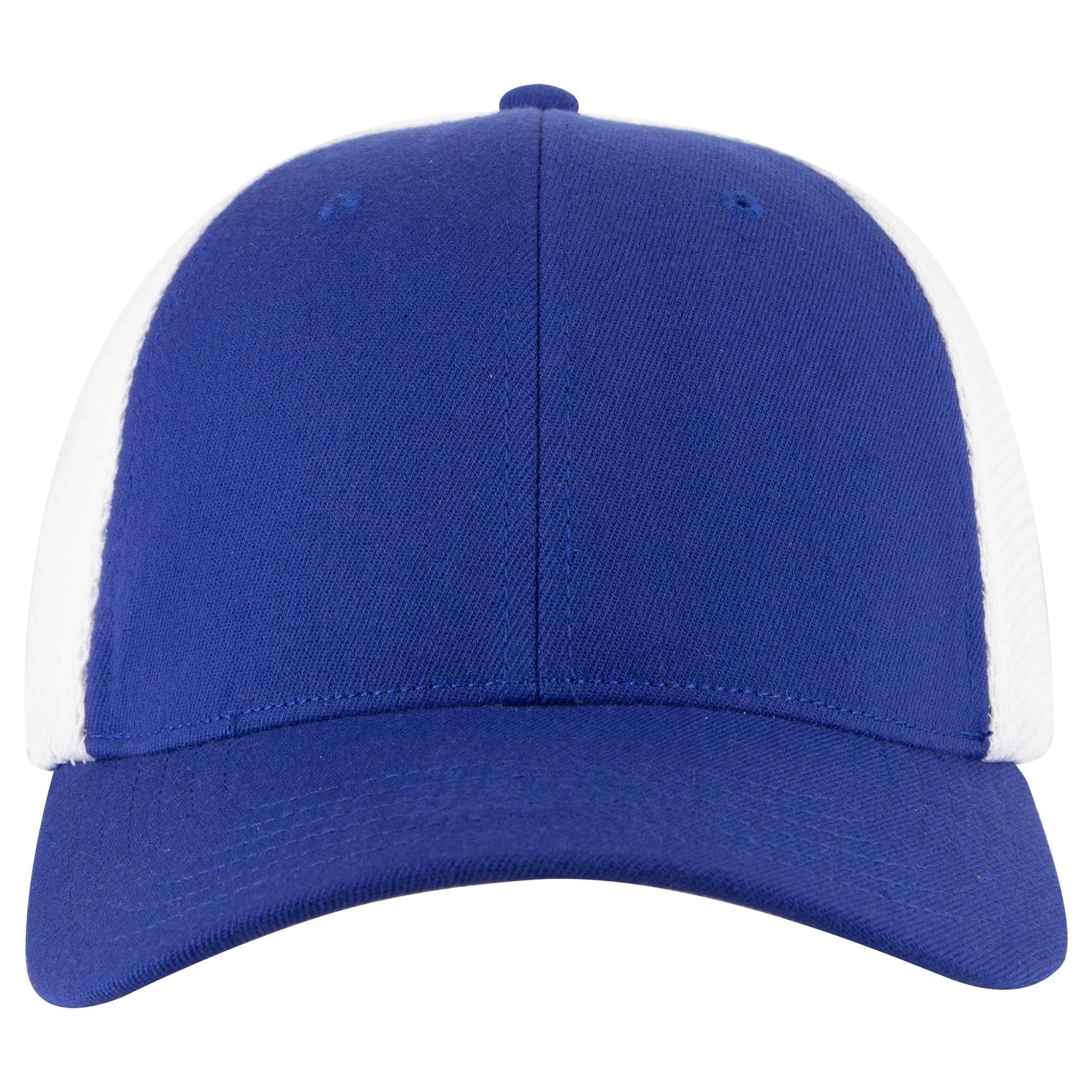 Right View of 0116 - Ryl/Wht OTTO CAP "OTTO FLEX" Fitted 6 Panel Low Profile Mesh Back Trucker Hat