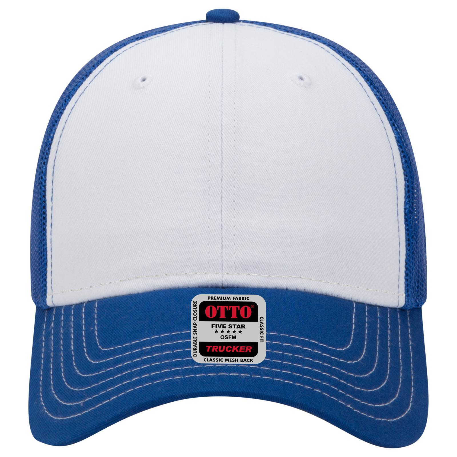Right View of 011601 - Ryl/Wht/Ryl OTTO CAP 6 Panel Low Profile Mesh Back Trucker Hat