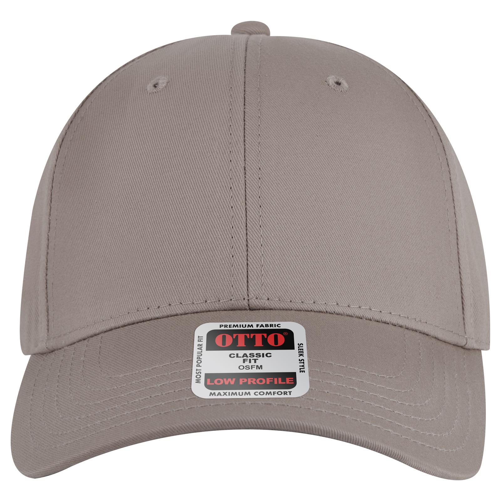 Front View of 014 - Gray OTTO CAP 6 Panel Low Profile Baseball Cap