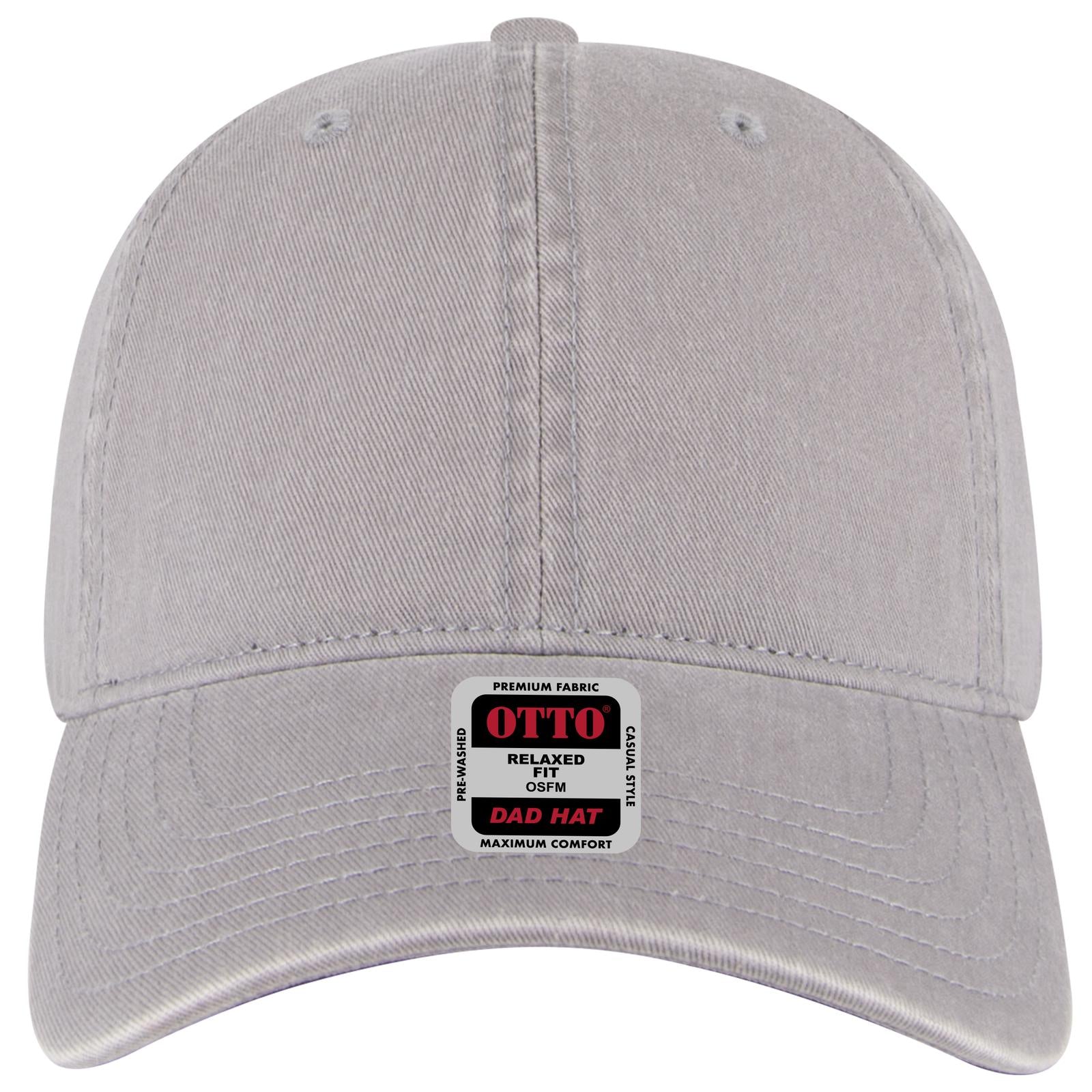 Front View of 014 - Gray OTTO CAP 6 Panel Low Profile Dad Hat
