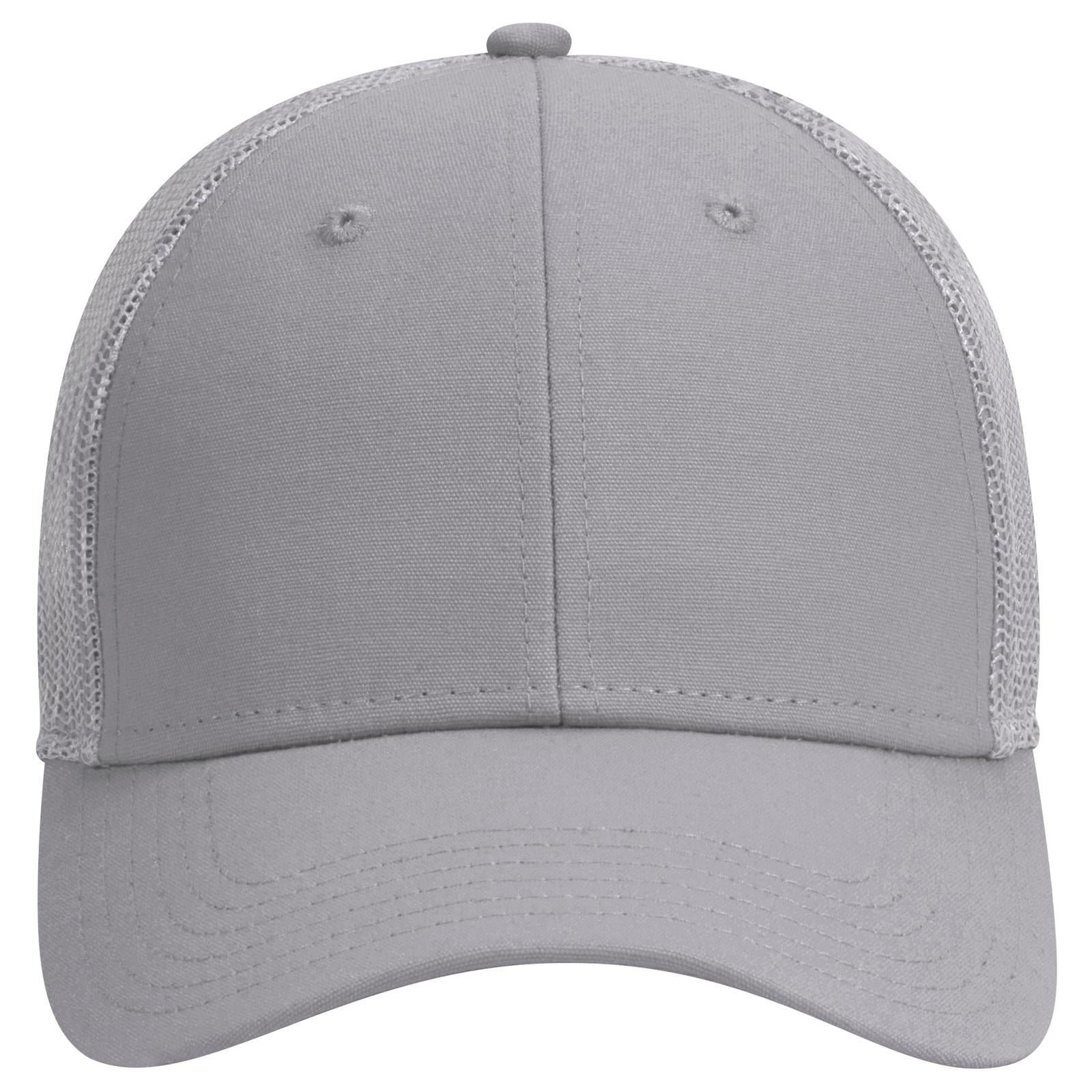Front View of 014 - Gray OTTO CAP 6 Panel Low Profile Mesh Back Trucker Hat