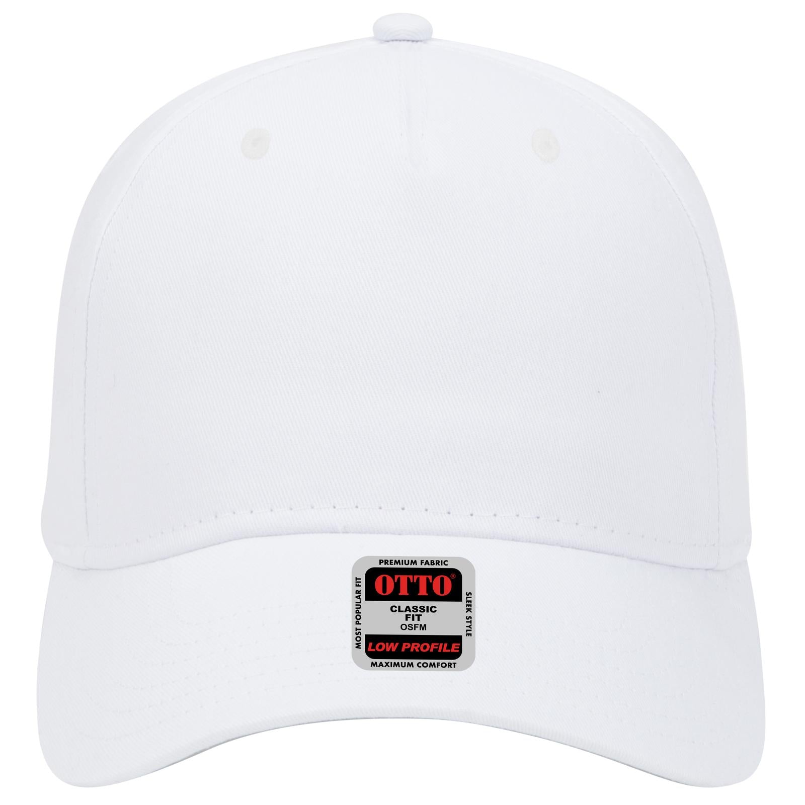 Right View of 016 - White OTTO CAP 5 Panel Low Profile Baseball Cap