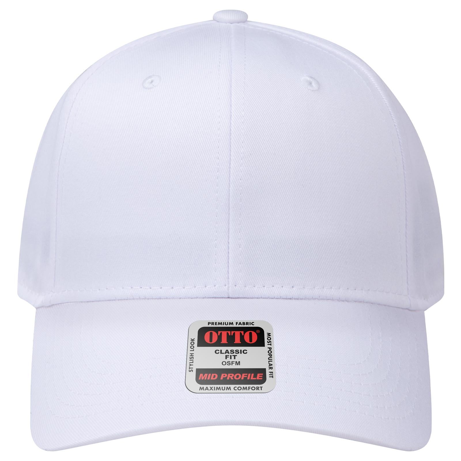 Right View of 016 - White OTTO CAP 6 Panel Mid Profile Baseball Cap