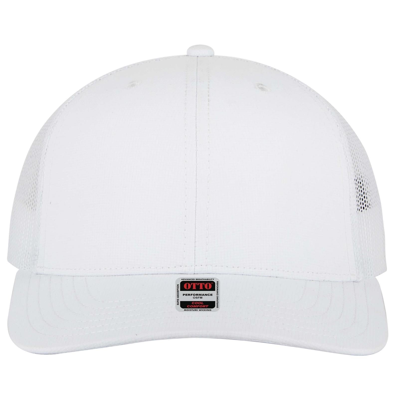Right View of 016 - White OTTO CAP 6 Panel Mid Profile Mesh Back Trucker Hat