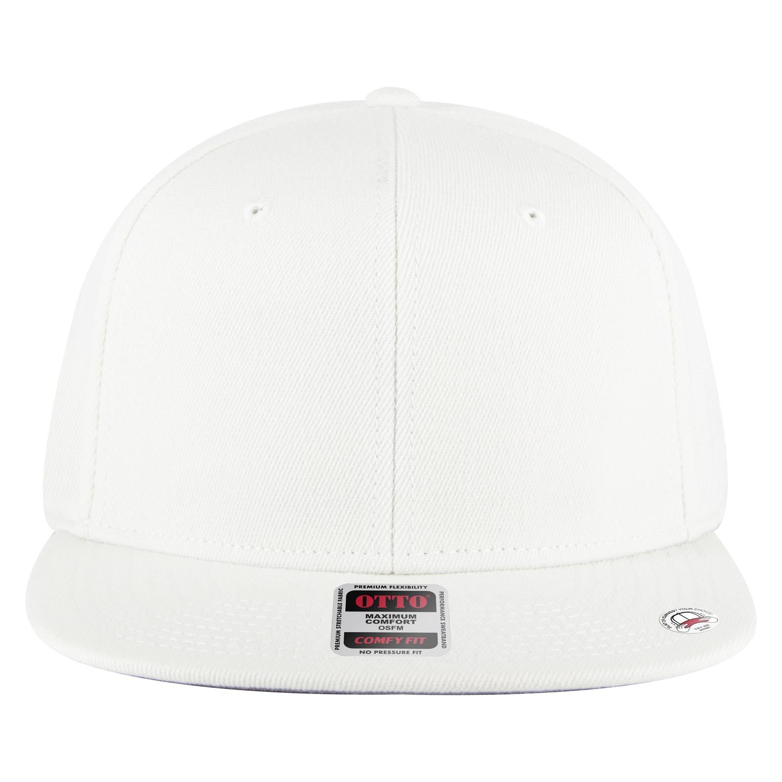Front View of 016 - White OTTO CAP "OTTO COMFY FIT" 6 Panel Pro Style Snapback Hat