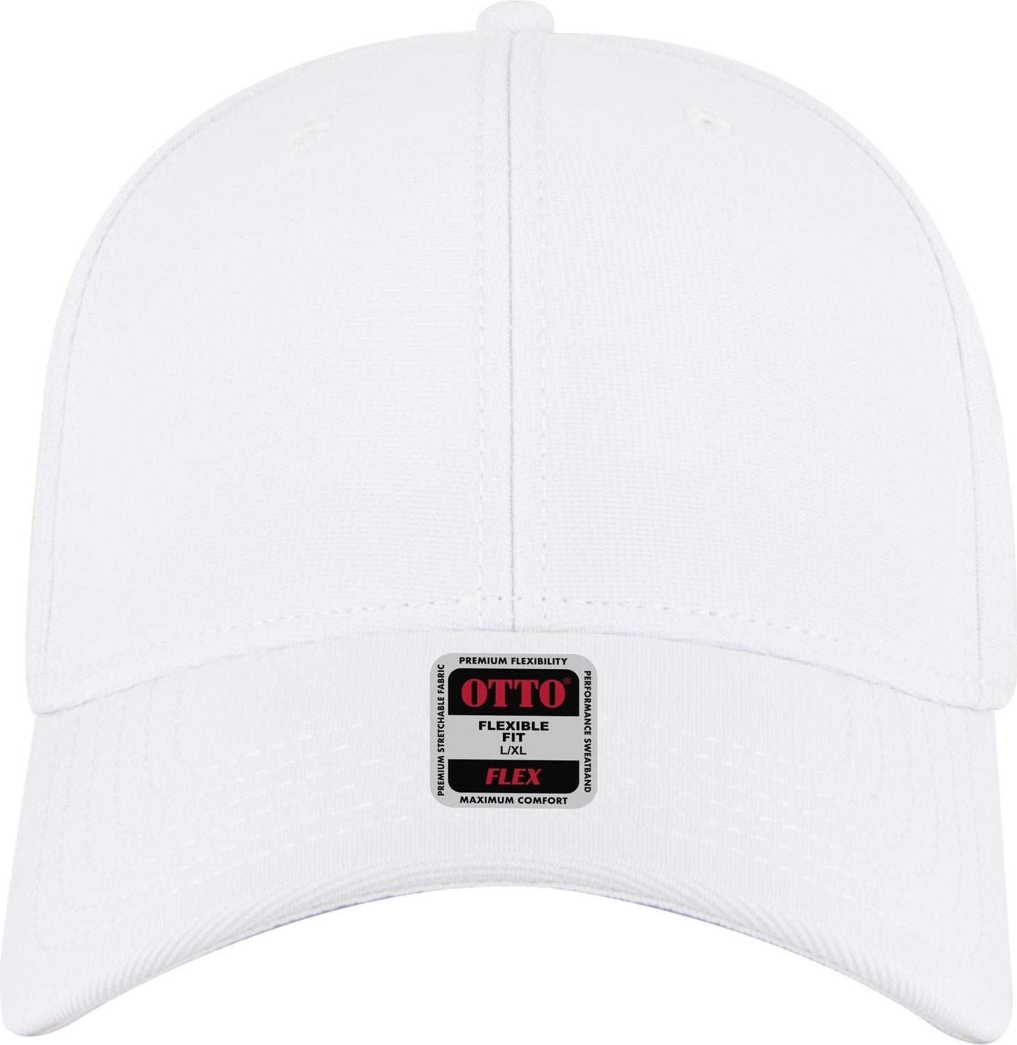 Front View of 016 - White OTTO CAP "OTTO FLEX" Fitted 6 Panel Low Profile Baseball Cap