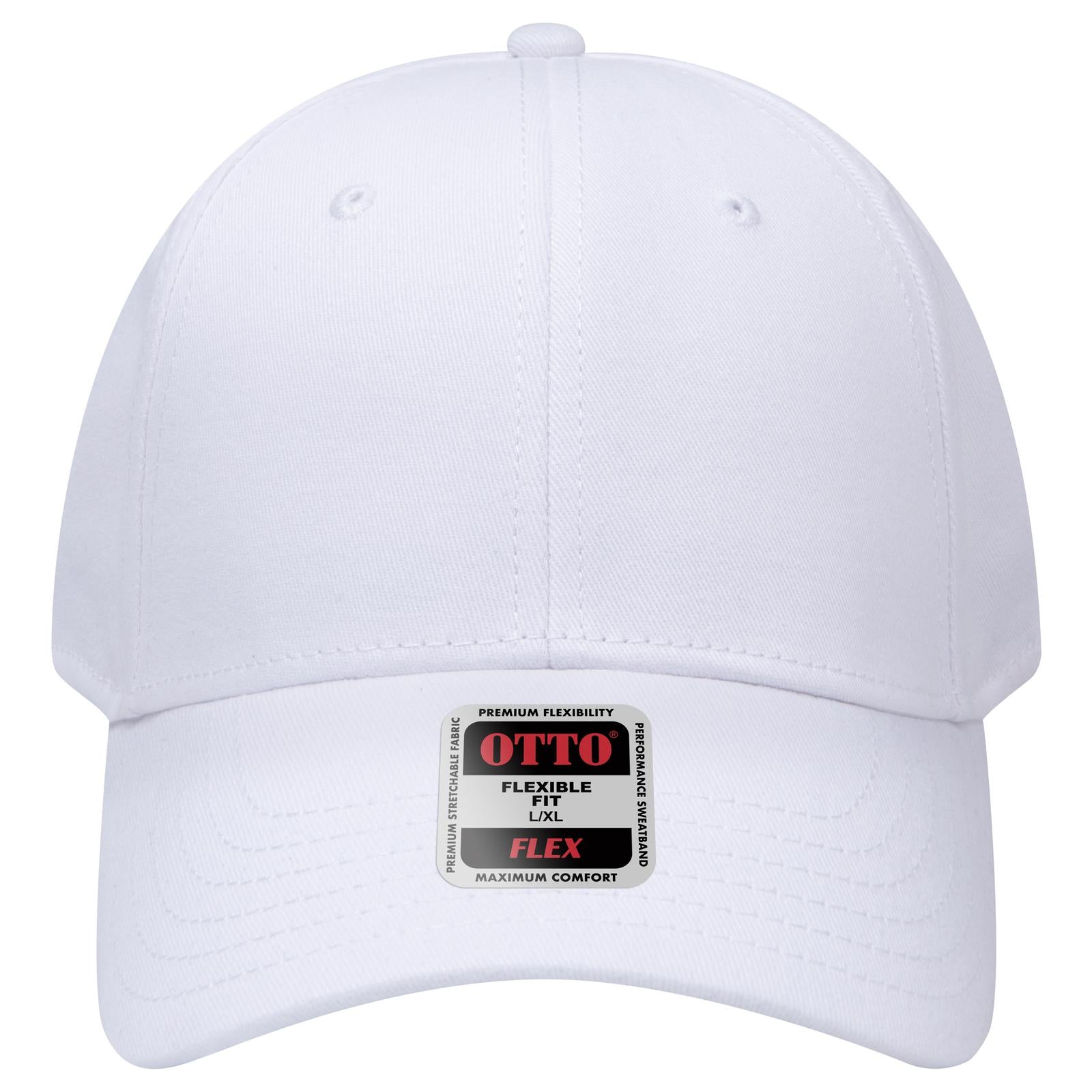 Right View of 016 - White OTTO CAP "OTTO FLEX" Fitted 6 Panel Low Profile Baseball Cap