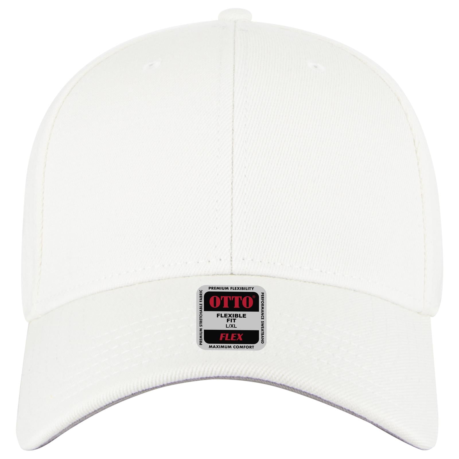 Right View of 016 - White OTTO CAP "OTTO FLEX" Fitted 6 Panel Low Profile Baseball Cap