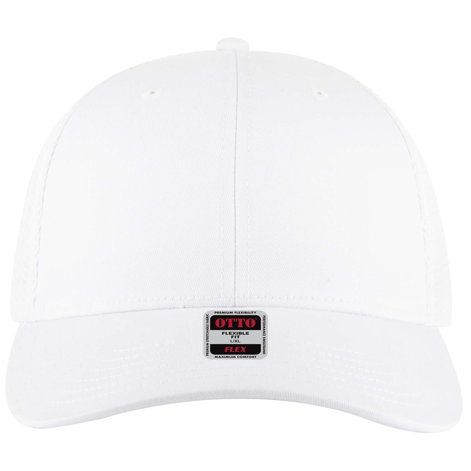 Right View of 016 - White OTTO CAP "OTTO FLEX" Fitted 6 Panel Low Profile Mesh Back Trucker Hat