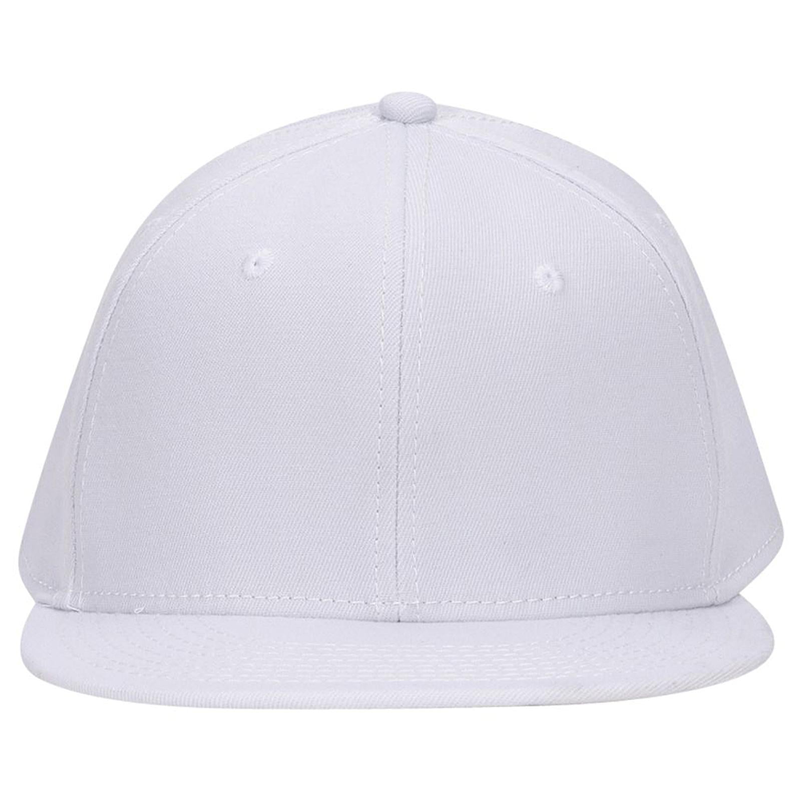 Front View of 016 - White OTTO CAP "OTTO FLEX" Fitted 6 Panel Mid Profile Baseball Cap